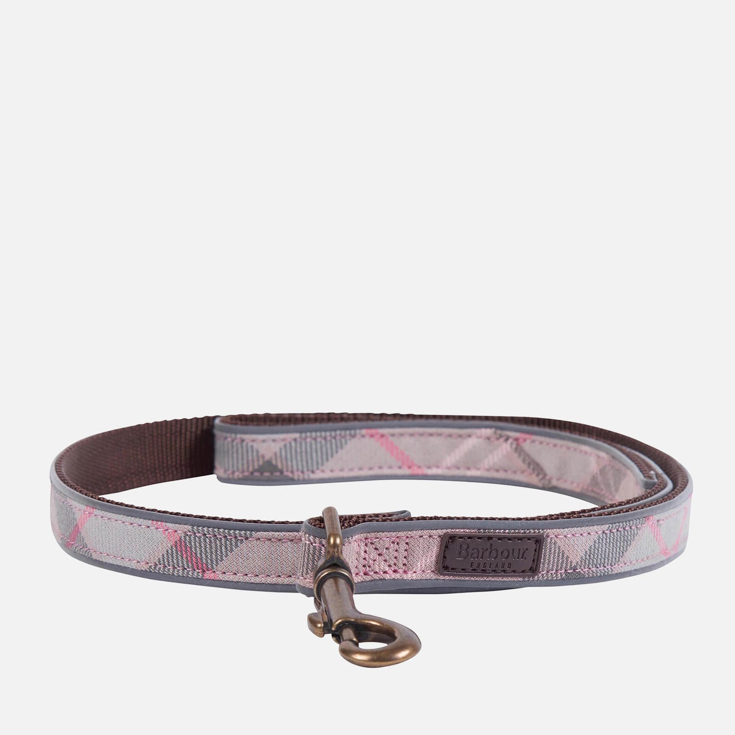 Barbour Reflective Tartan Dog Collar Taupe/Pink Tartan