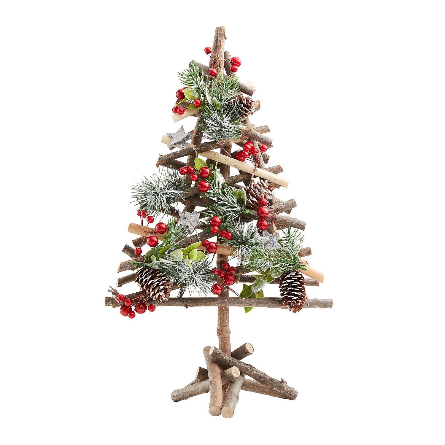 Red Berry and Willow Twig Tree Christmas Decoration 50cm Homebase