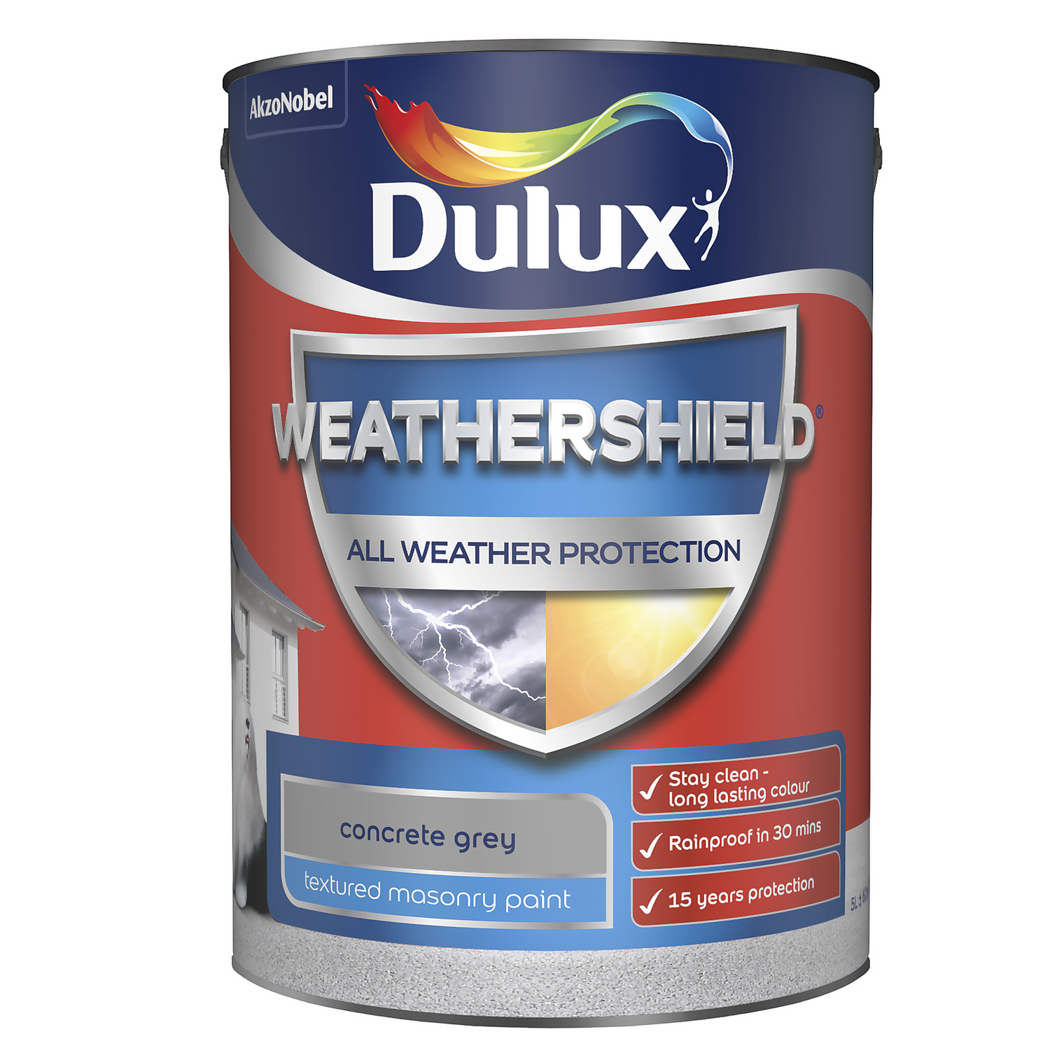 Dulux Weathershield Textured Masonry Paint Concrete Grey 5L Homebase