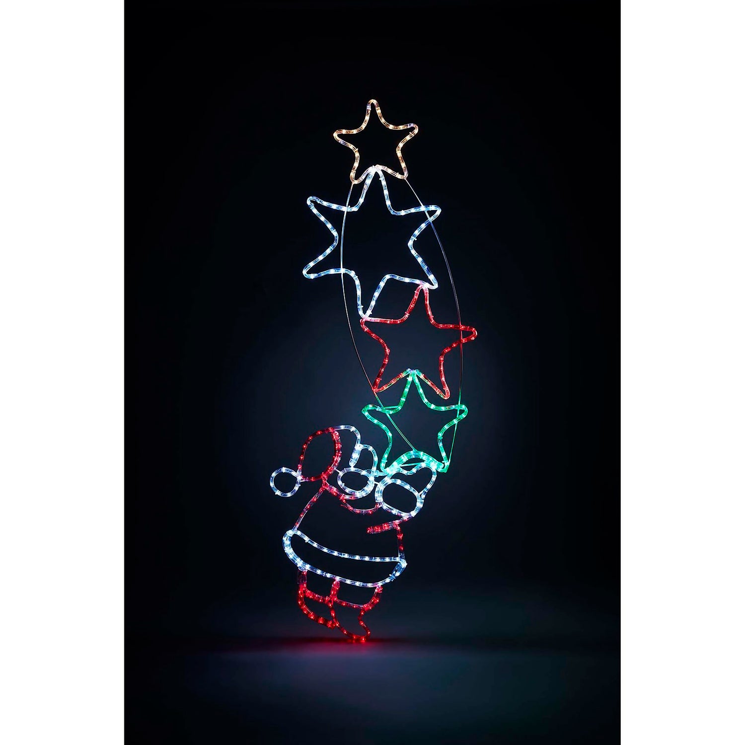 Santa and Stars Twinkle LED Rope Outdoor Christmas Light Decoration