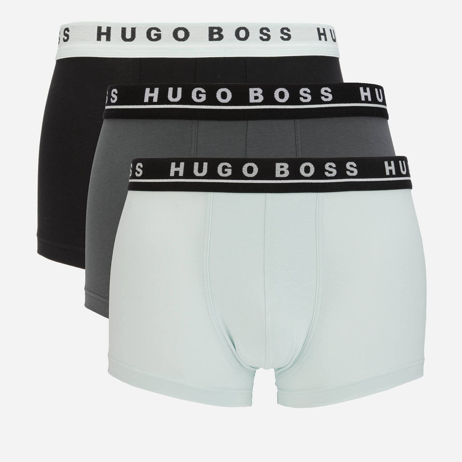 BOSS Bodywear Men's 3 Pack Trunk Boxer Shorts - Grey/Black/Mint ...