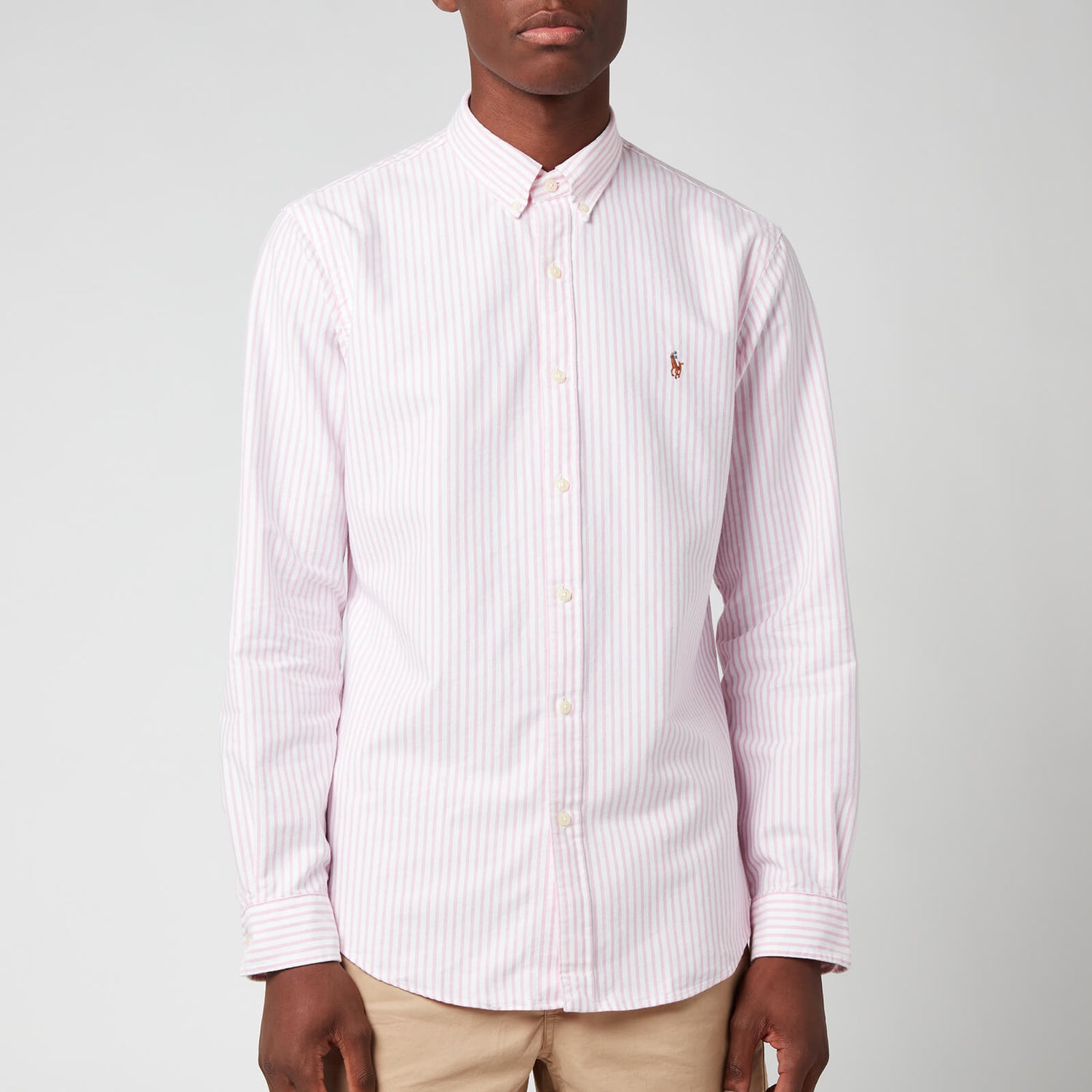 Polo Ralph Lauren Men's Slim Fit Stripe Oxford Shirt - Rose Pink/White ...