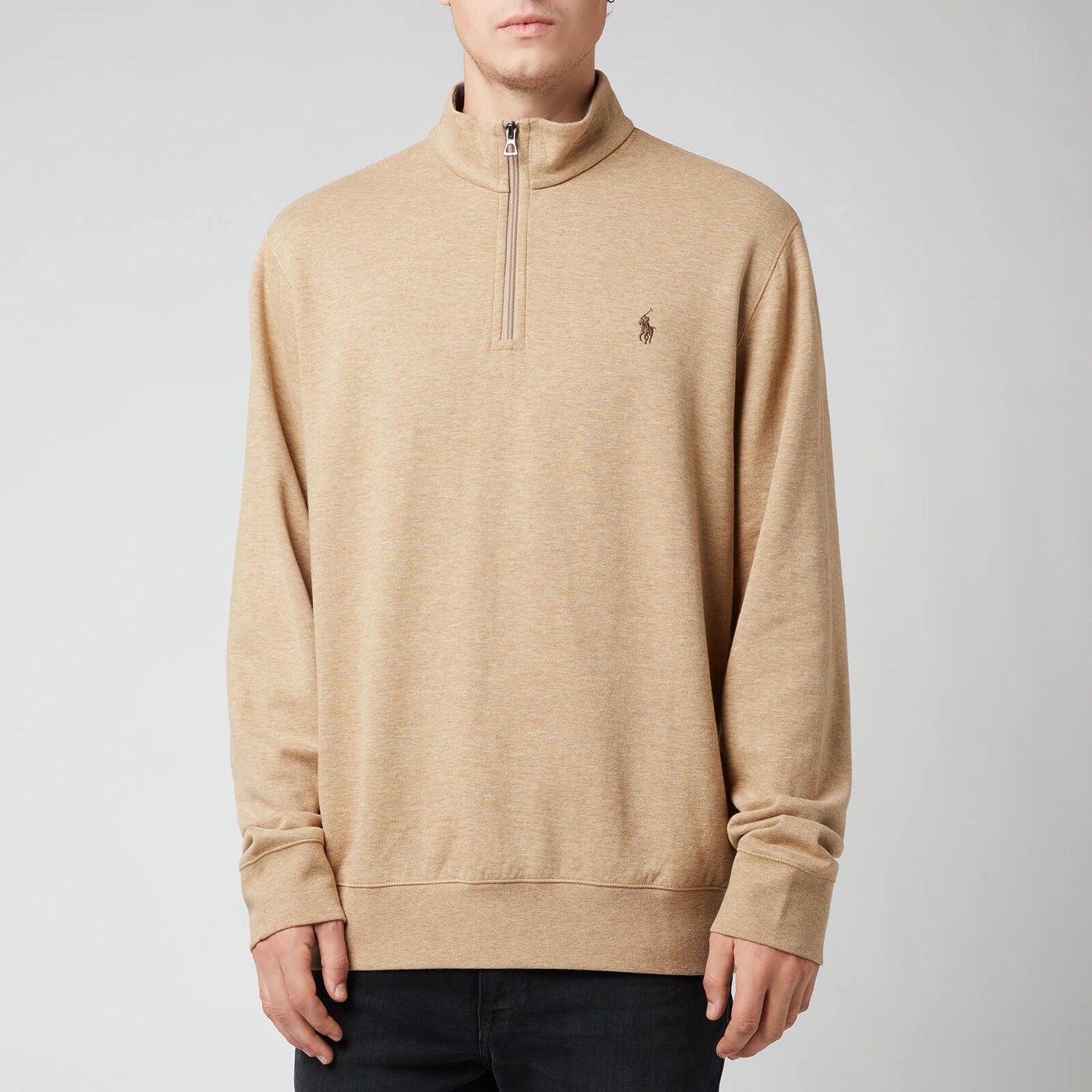 Polo Ralph Lauren Men's Quarter Zip Jumper Luxury Tan Heather
