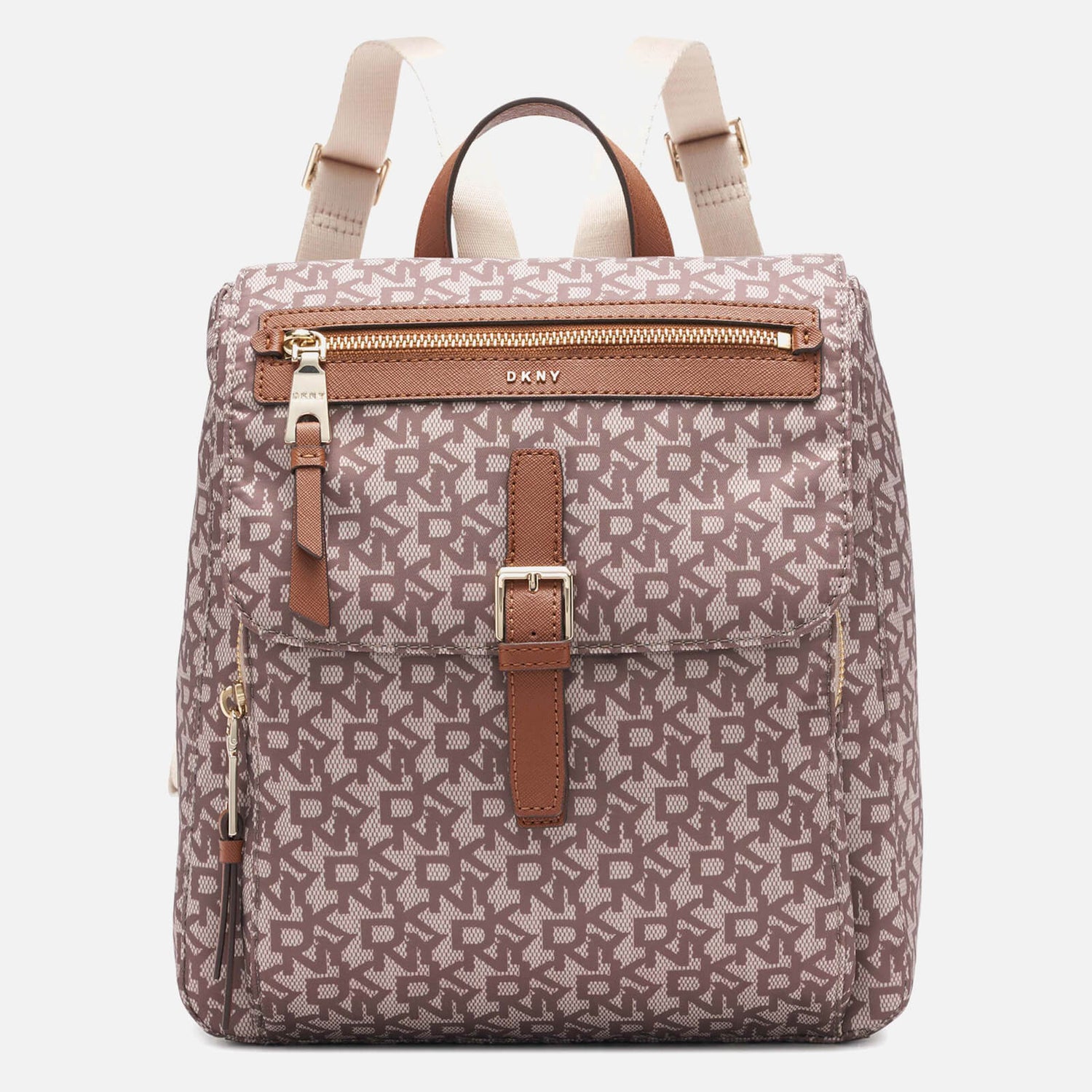 DKNY Women's Cora Logo Backpack Chino/Caramel