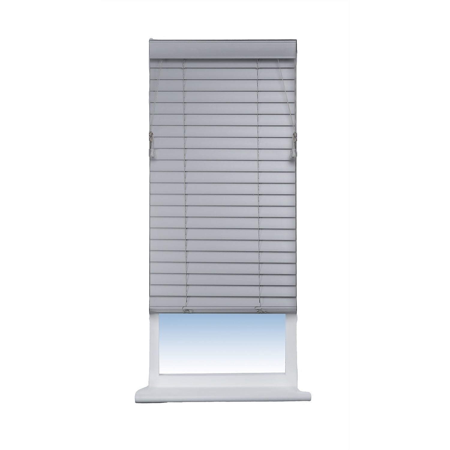 50mm Faux Wood Blind 90cm Grey Homebase