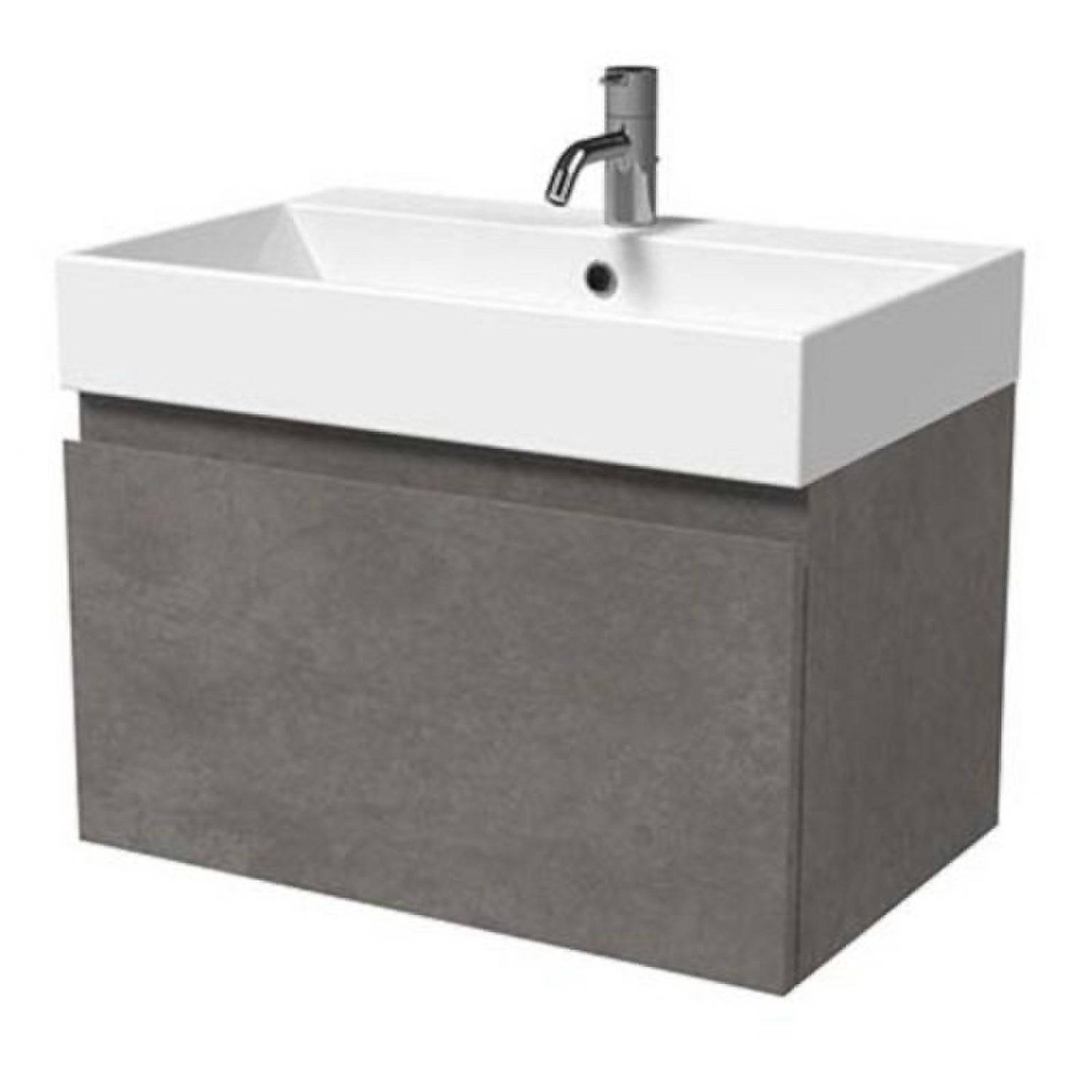 Mino 600mm Basin & Wall Hung Vanity Unit - Concrete | Bathstore