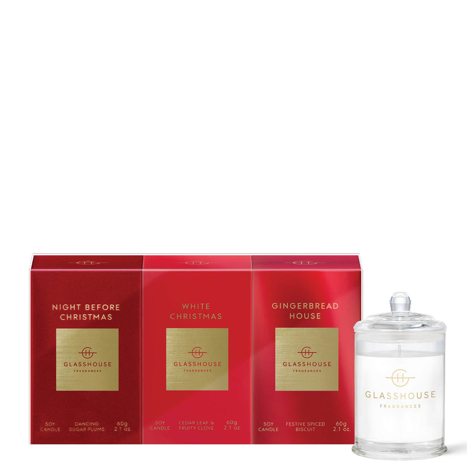 Glasshouse Fragrances Christmas Trio 3 x 60g Candle (Night Before
