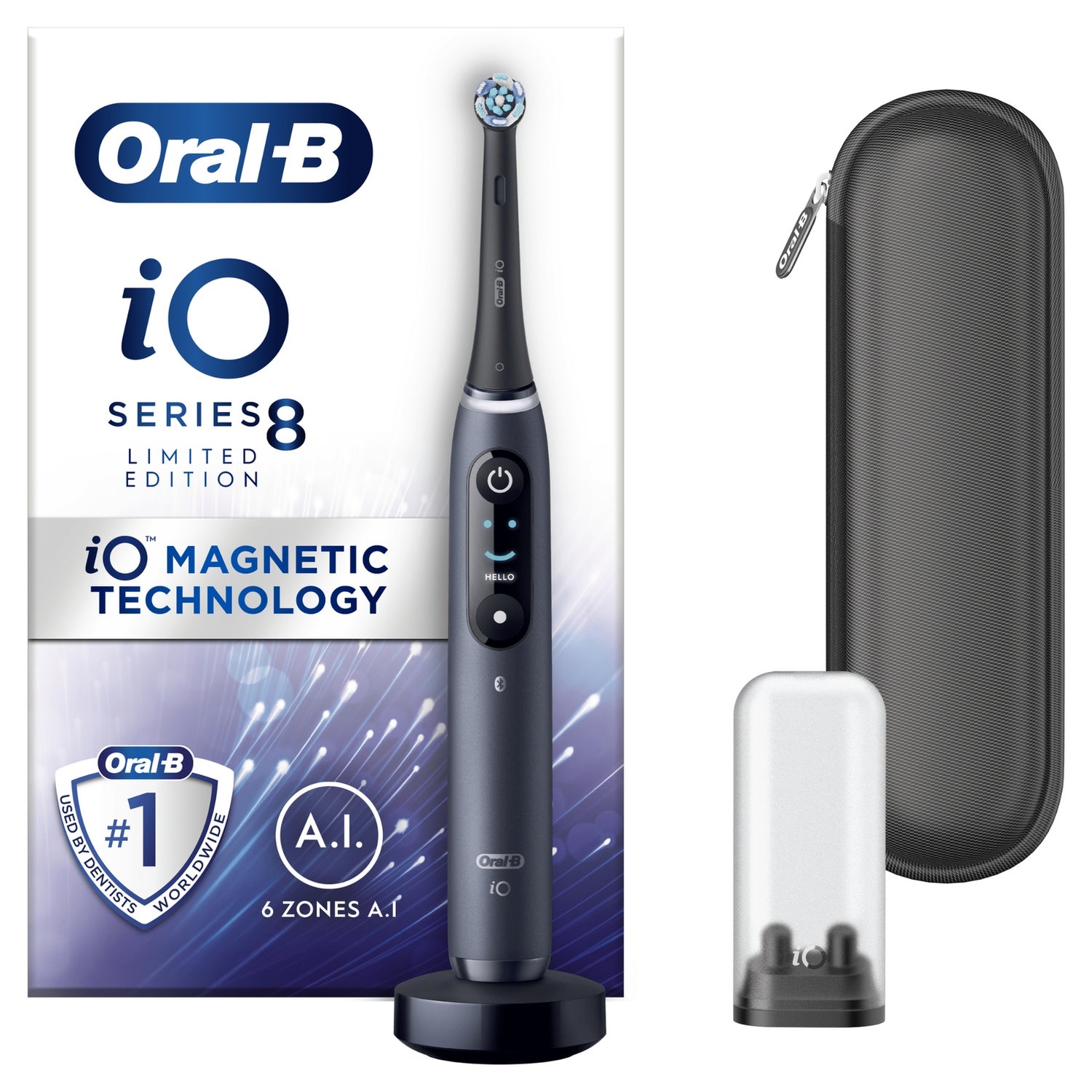 Oral B iO8 Black Electric Toothbrush with Zipper Case OralB UK