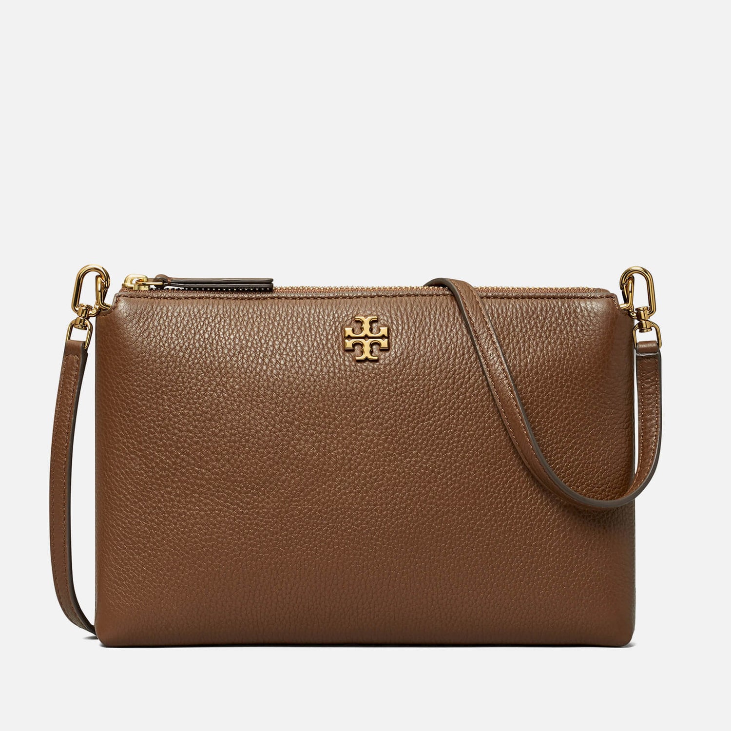 Tory Burch Women's Kira Pebbled Top Zip Cross Body Bag Fudge
