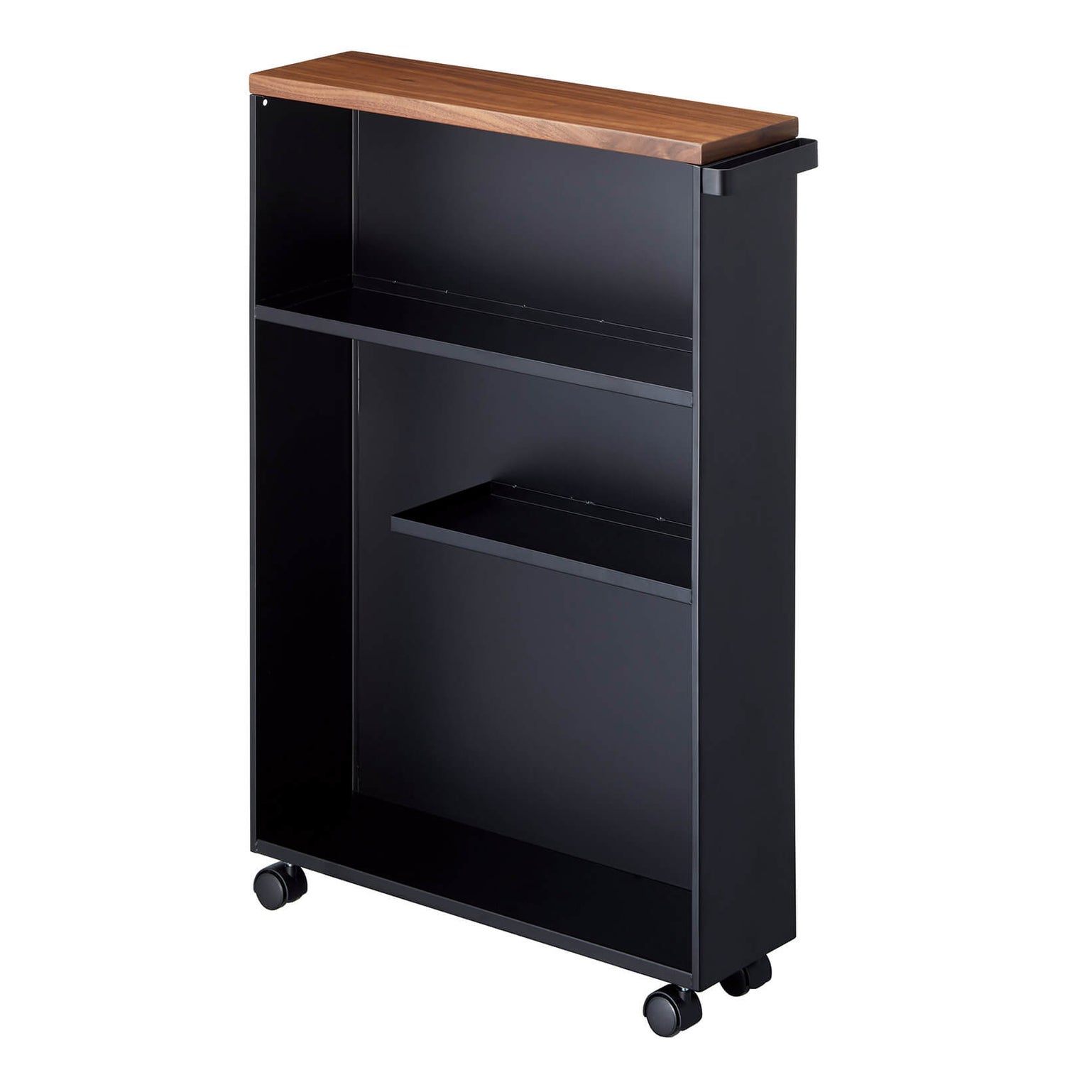 Chariot De Rangement Yamazaki Tower - Noir Acier 38x12x66cm Avec Roulettes