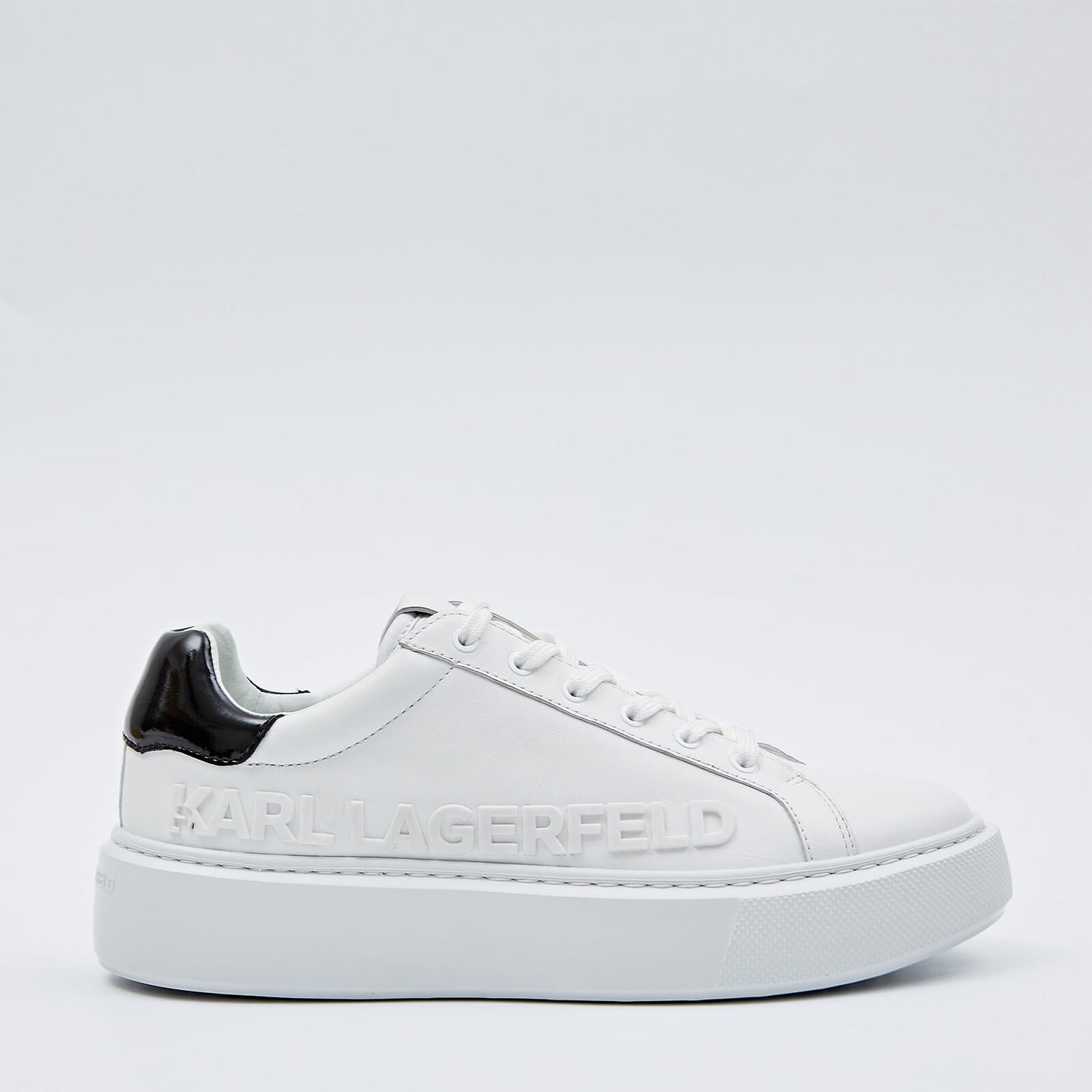 karl lagerfeld exclusive leather flatform trainers in white croc