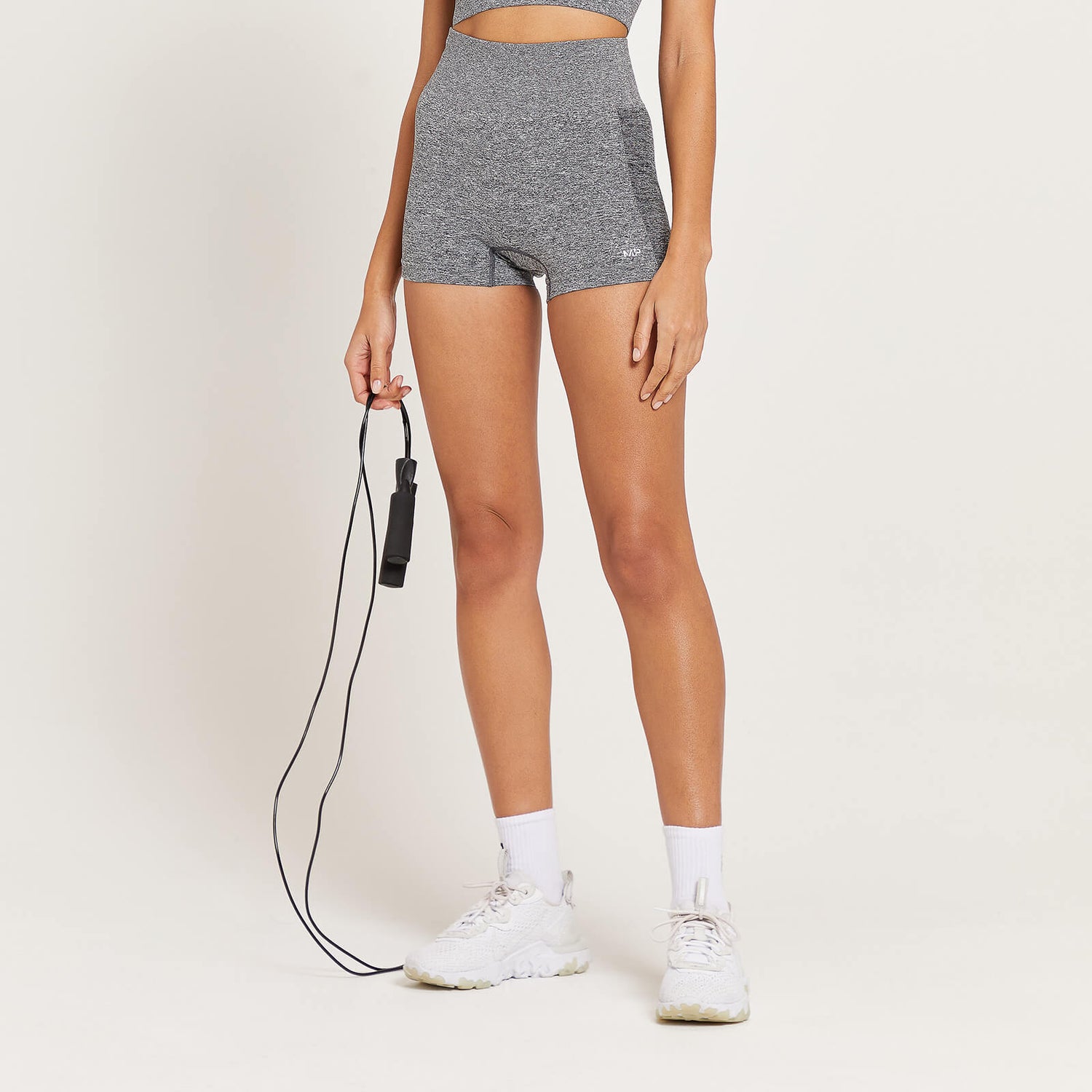 MP Women's Curve High Waisted Booty Shorts Grey Marl MYPROTEIN™