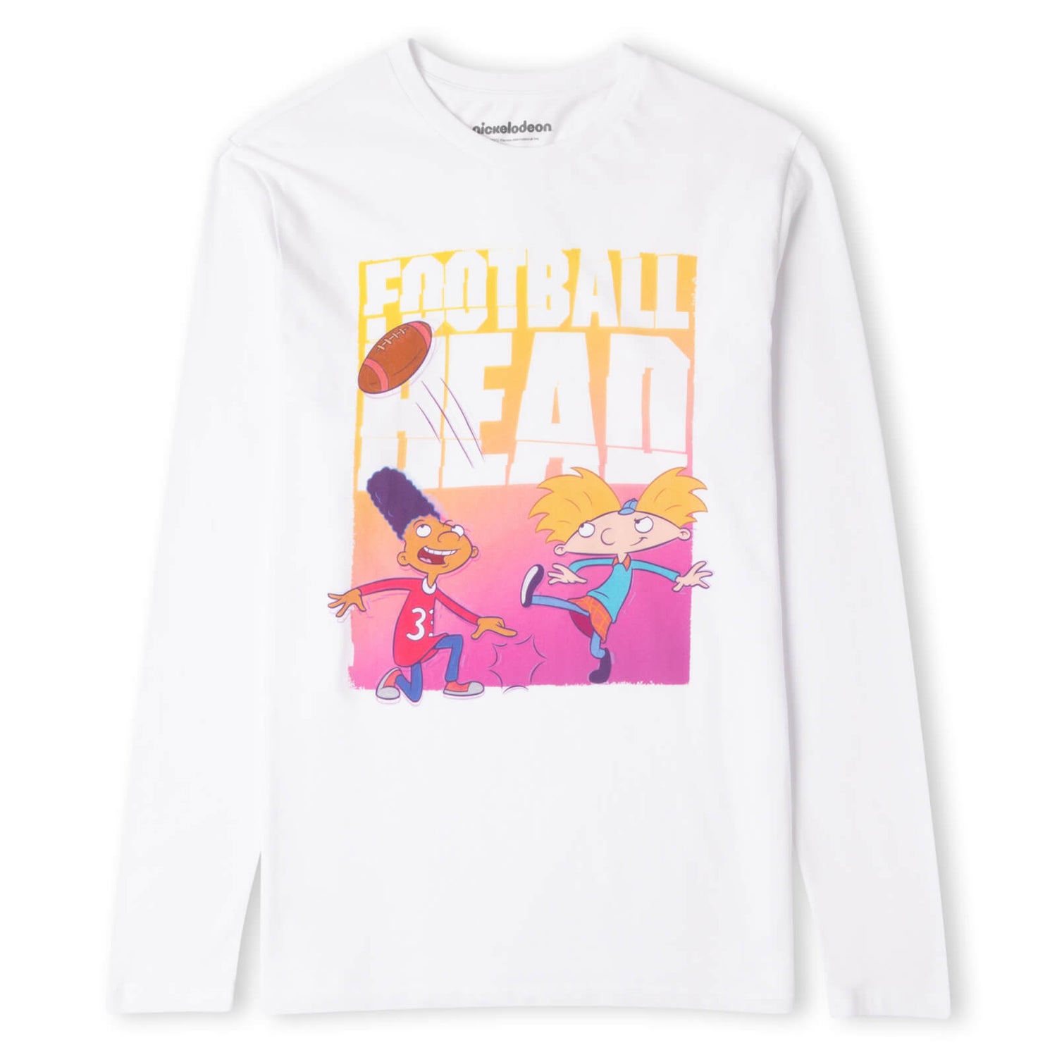 Nickelodeon Hey Arnold Football Head Men's Long Sleeve TShirt White