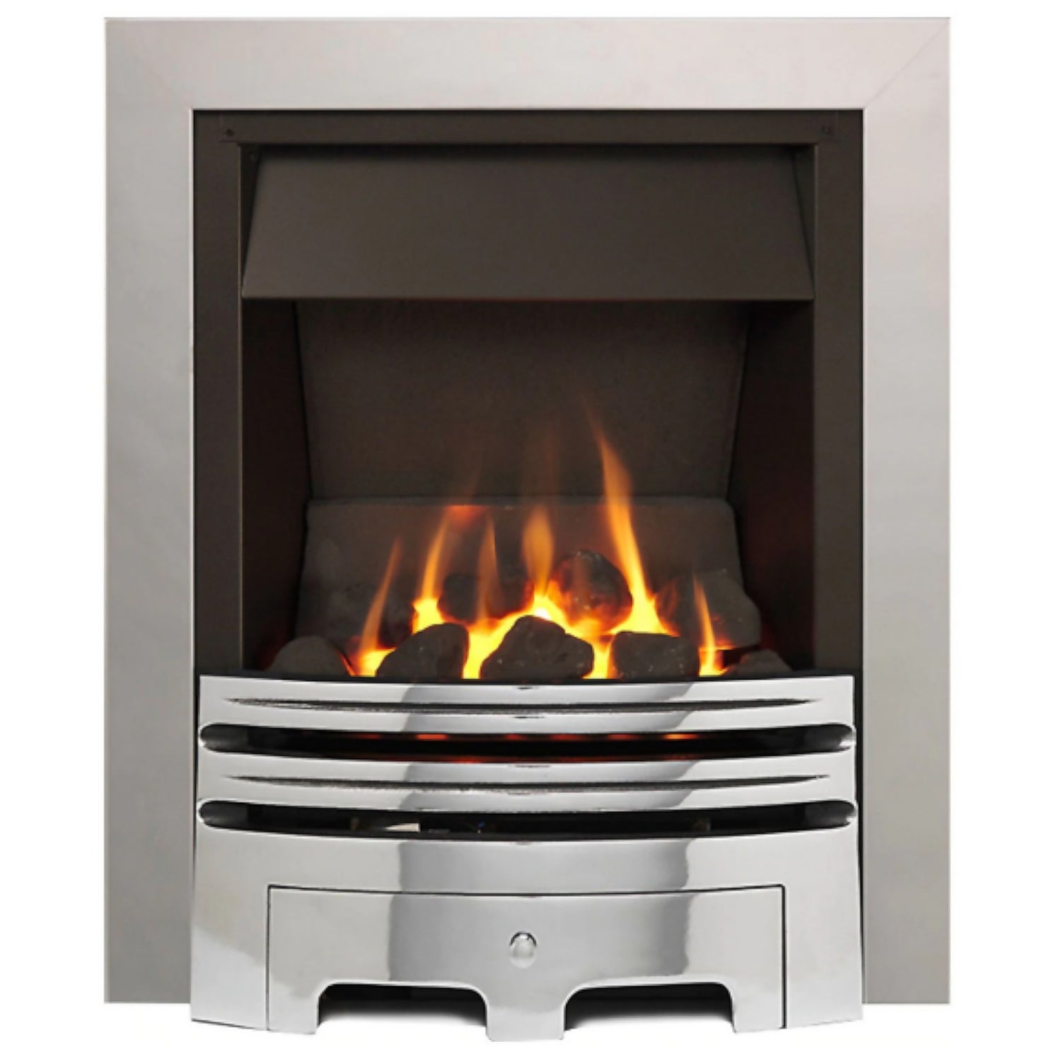The Geneva Chrome Slimline Gas Fire Homebase