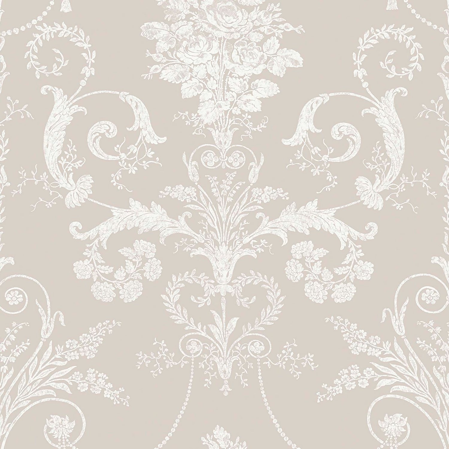 Laura Ashley Josette White/Dove Grey Wallpaper Homebase