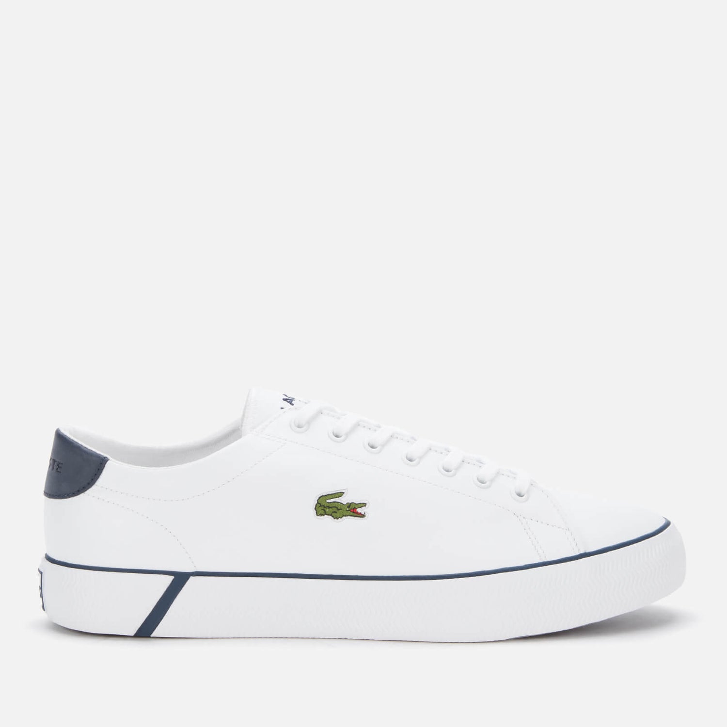 Lacoste Men's Gripshot Bl21 1 Leather Vulcanised Trainers - White/Navy ...