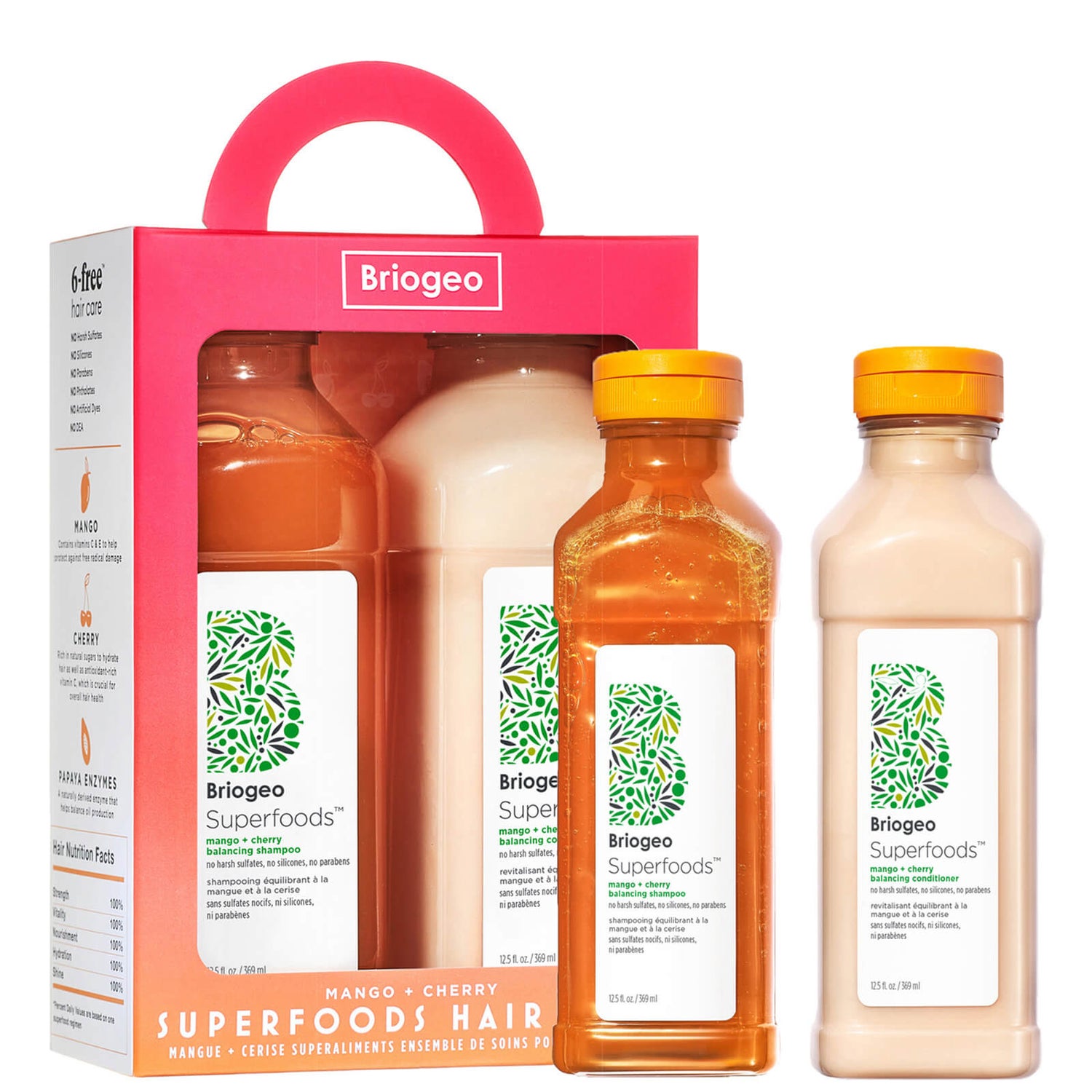 Briogeo Superfoods™ Mango + Cherry Balancing Shampoo and Conditioner