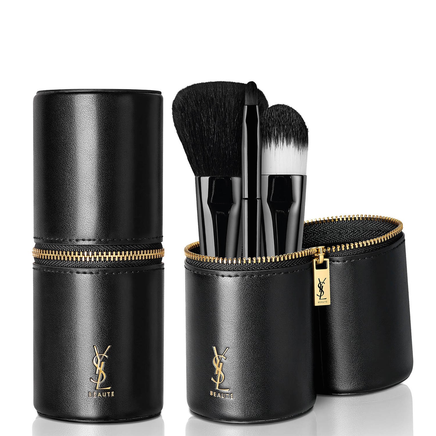 Yves Saint Laurent Luxury Brush Set with Black Leather Pouch
