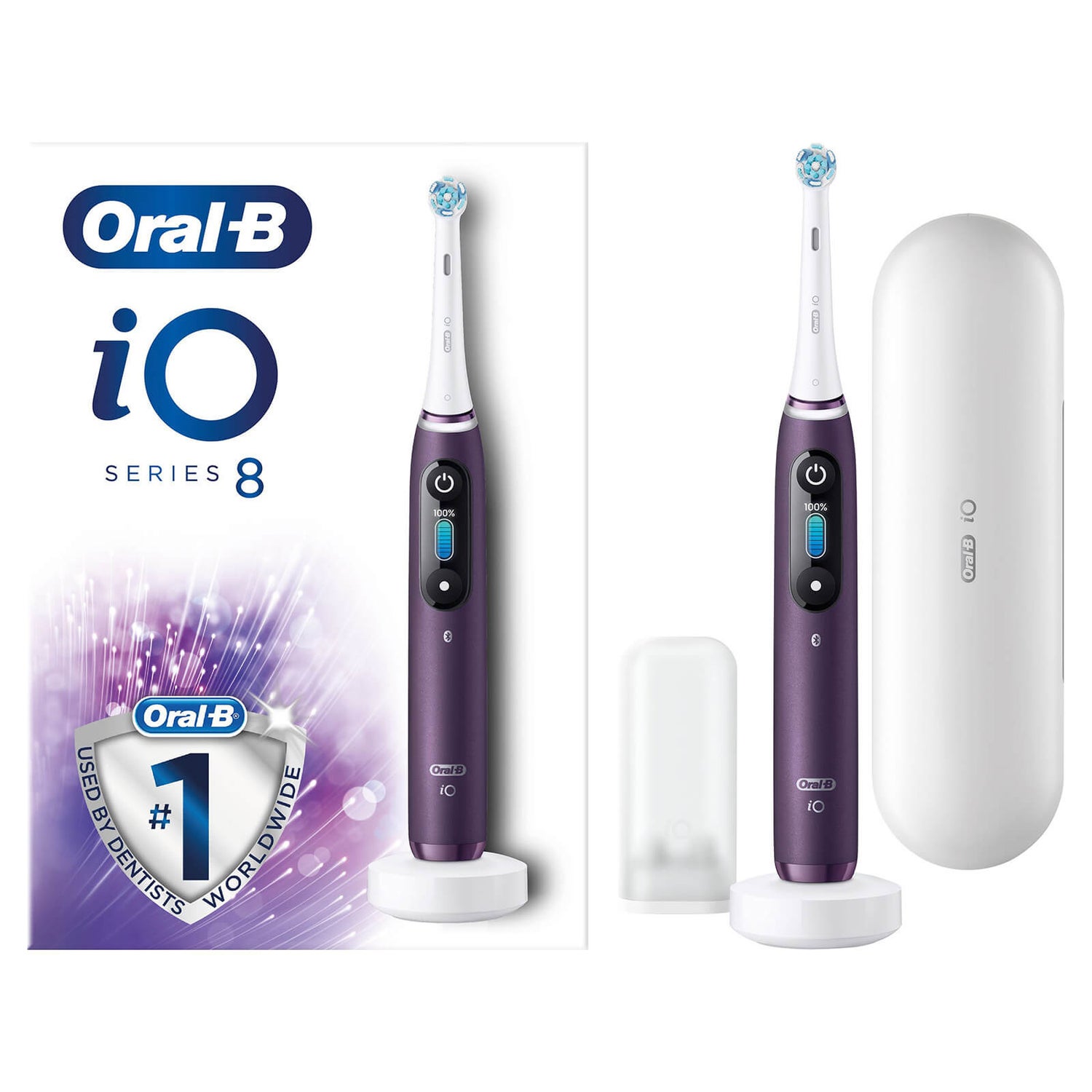 OralB iO8 Violet Electric Toothbrush with Travel Case OralB UK