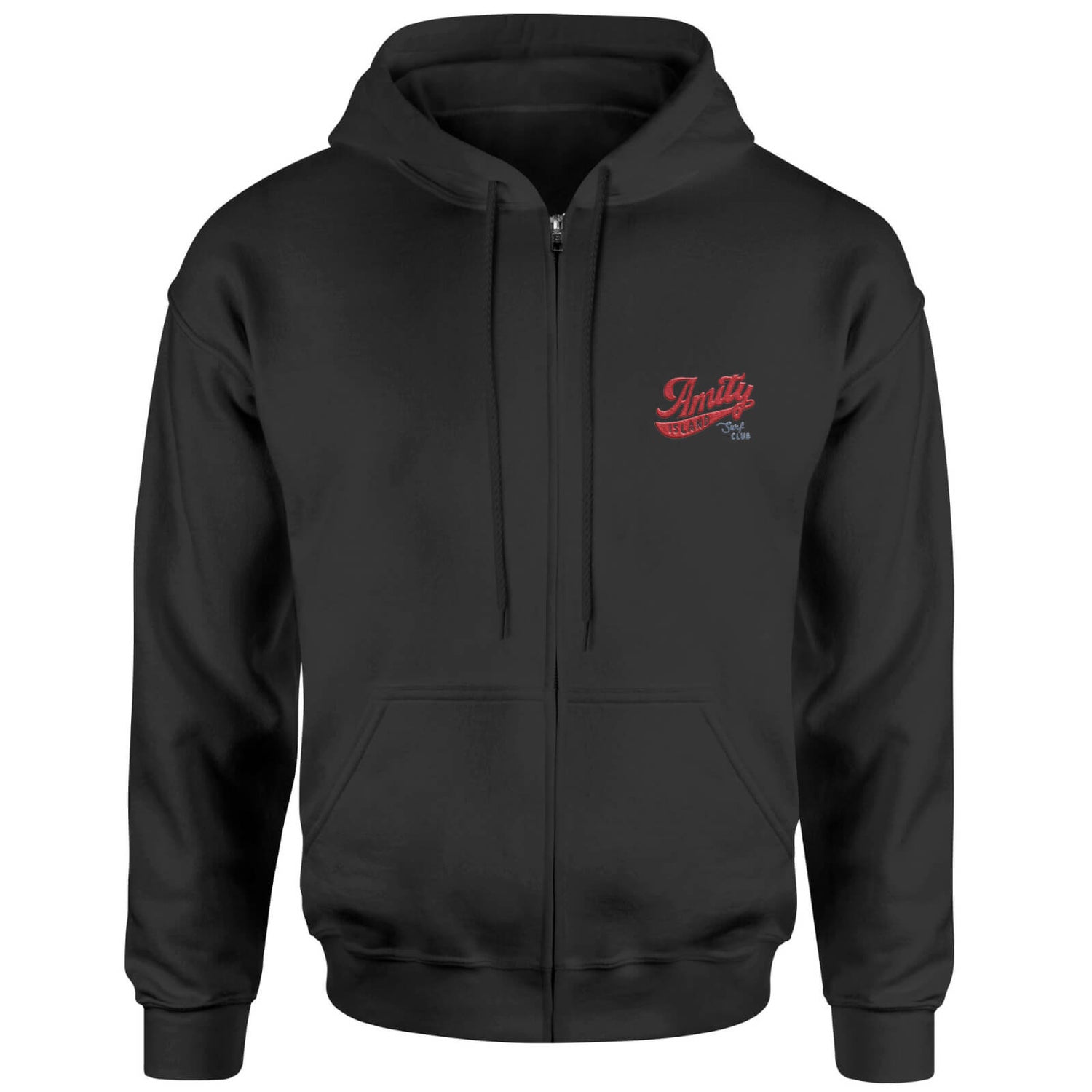 Jaws Amity Island Embroidered Unisex Zipped Hoodie - Black Clothing ...