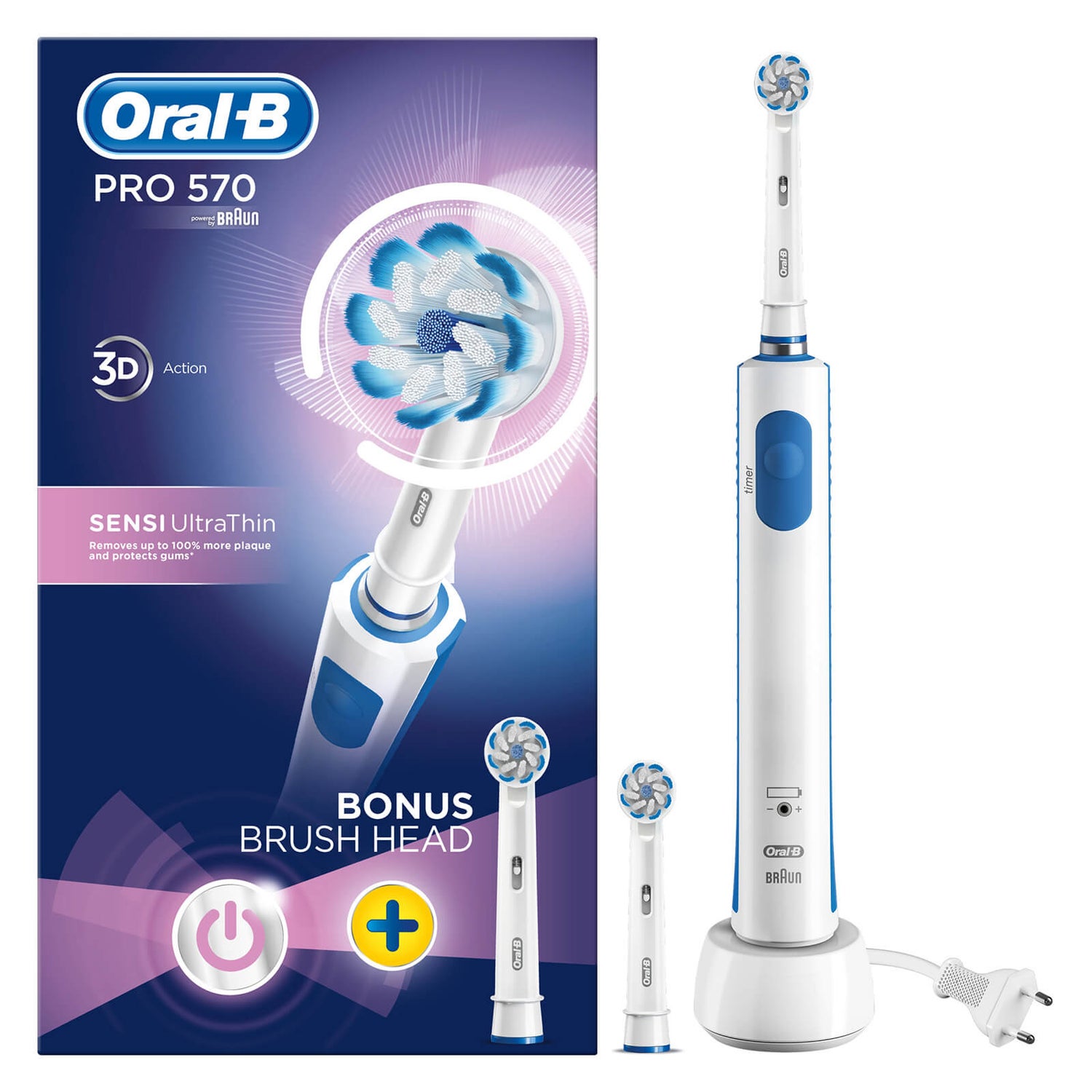 Oral B Pro 570 Sensi Ultra Thin Electric Toothbrush Gratis
