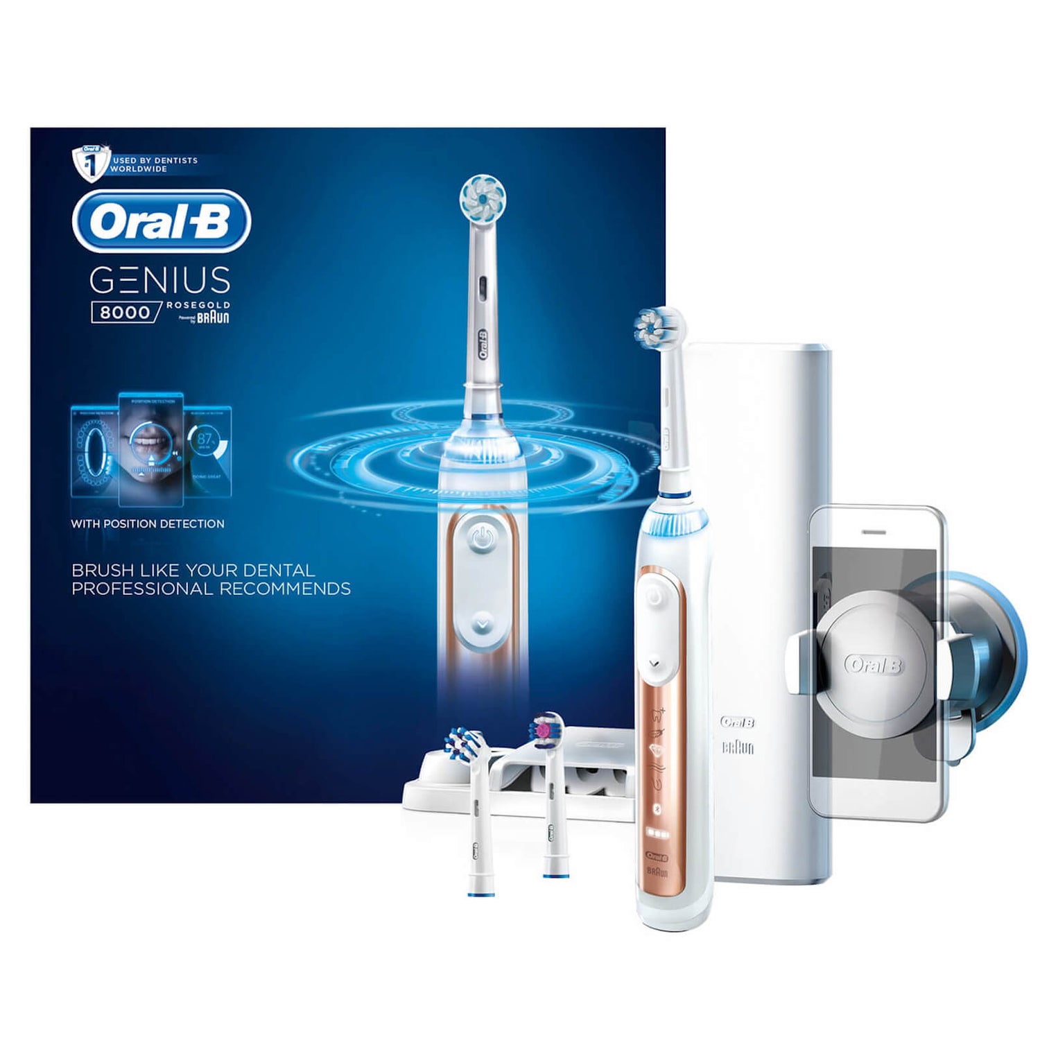 Oral B Genius 8000 Electric Toothbrush Rose Gold LOOKFANTASTIC