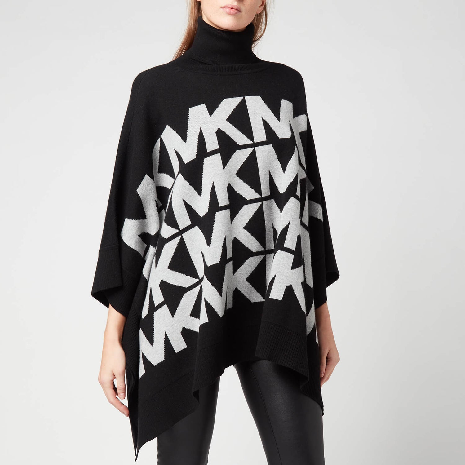 MICHAEL Michael Kors Women's Oversize Mk Logo Poncho - Black | TheHut.com