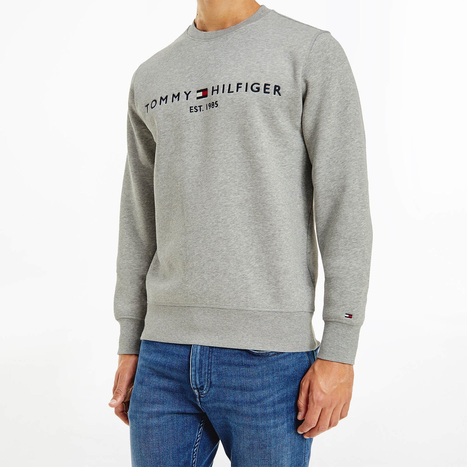 Tommy Hilfiger Men's Chest Logo Sweatshirt - Light Grey Heather ...