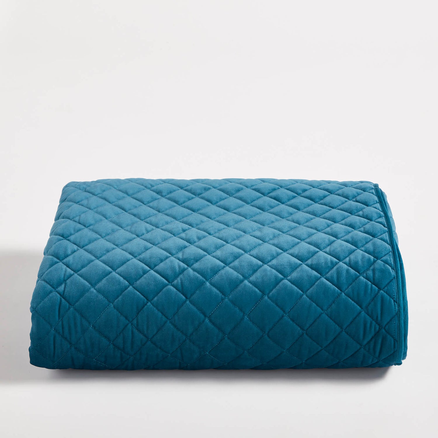 ïn home Diamond Quilted Velvet Throw Blue