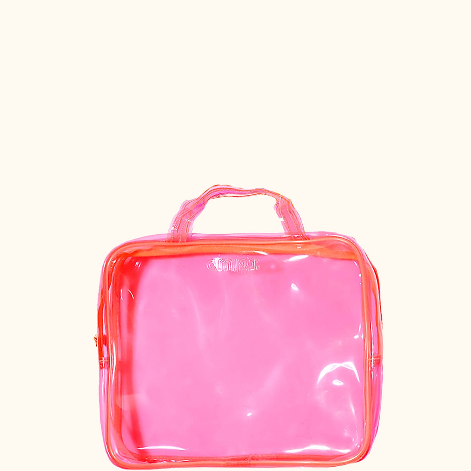 neon pink clear travel bag pvc essentials amika uk