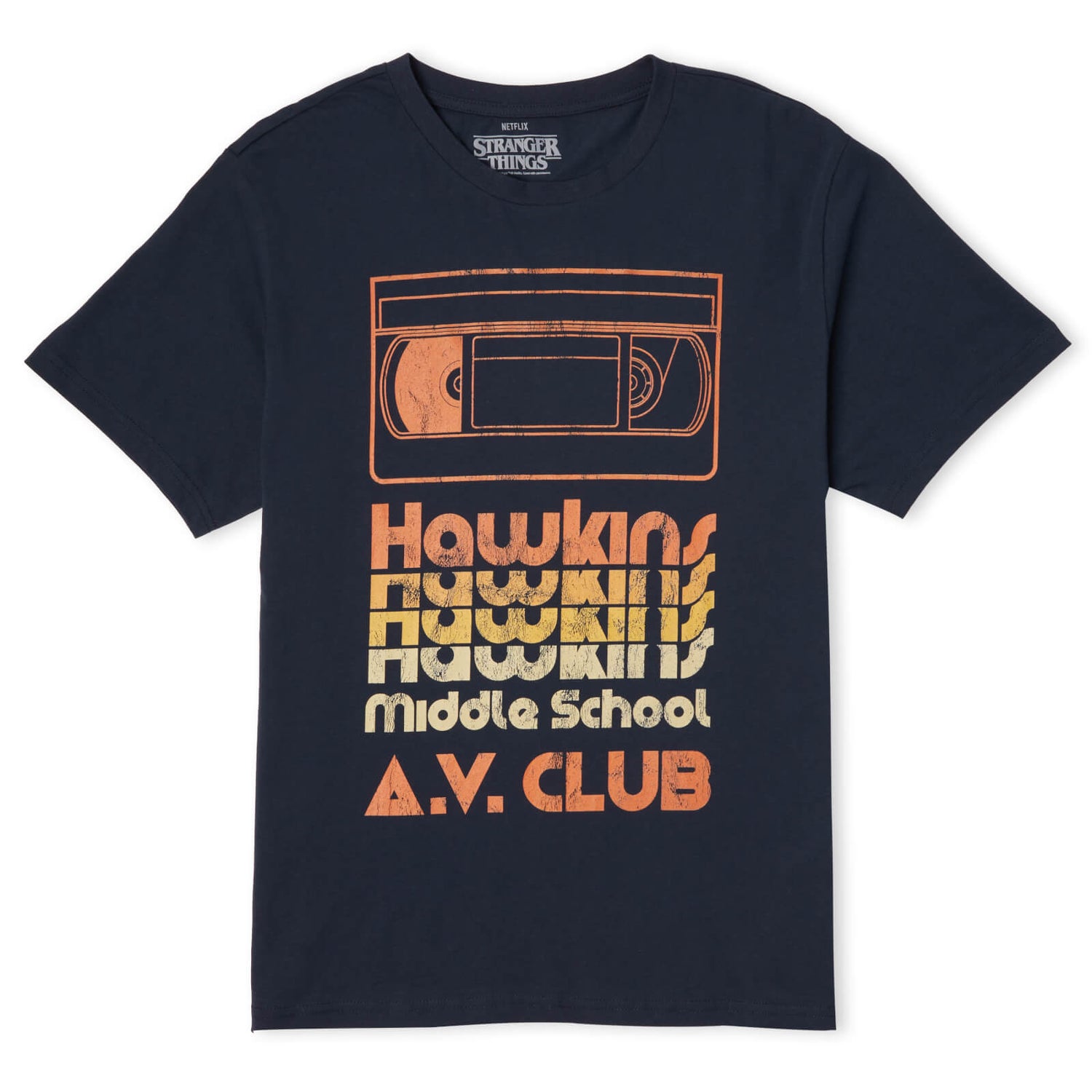 Stranger Things Hawkins AV Club Men's TShirt Navy Clothing Zavvi UK