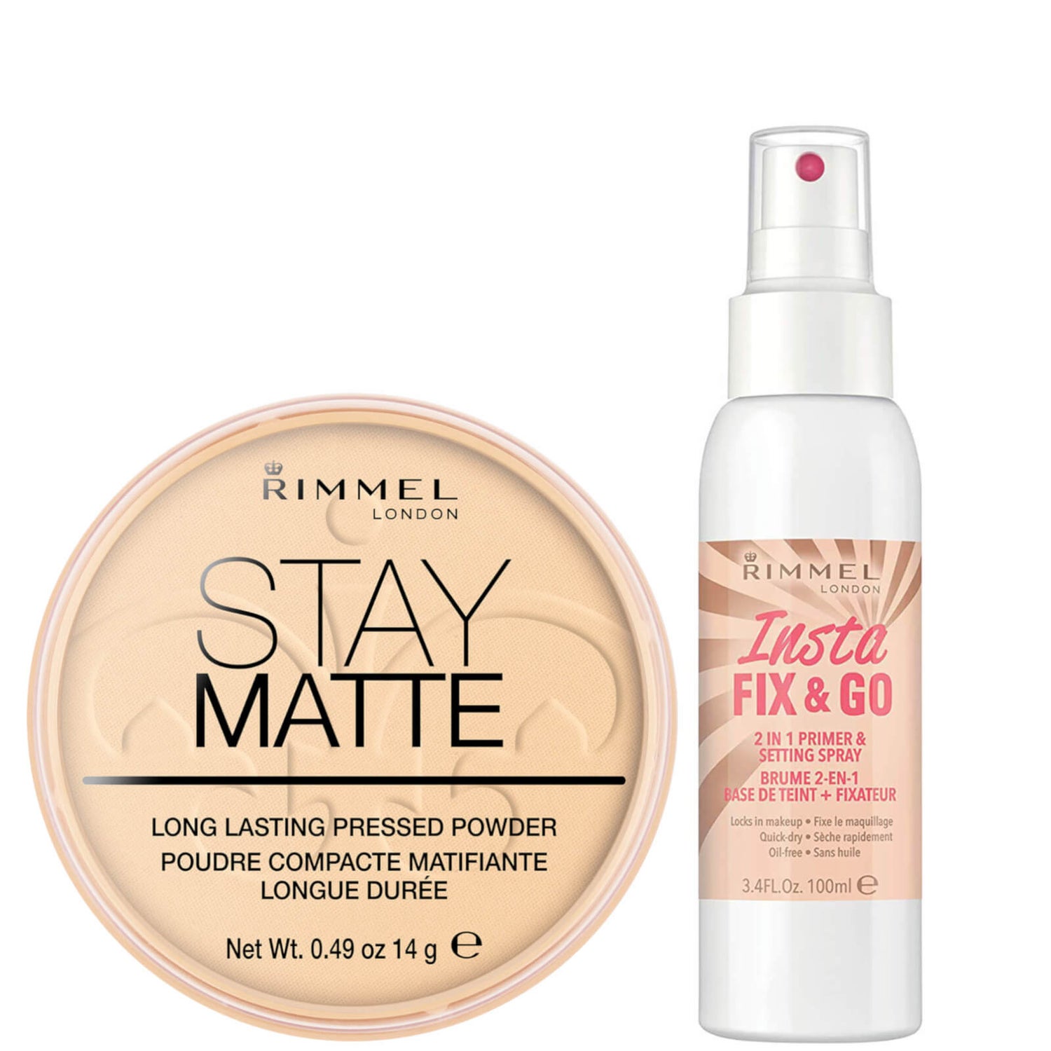Rimmel Stay Matte Pressed Powder and Setting Spray Bundle LOOKFANTASTIC