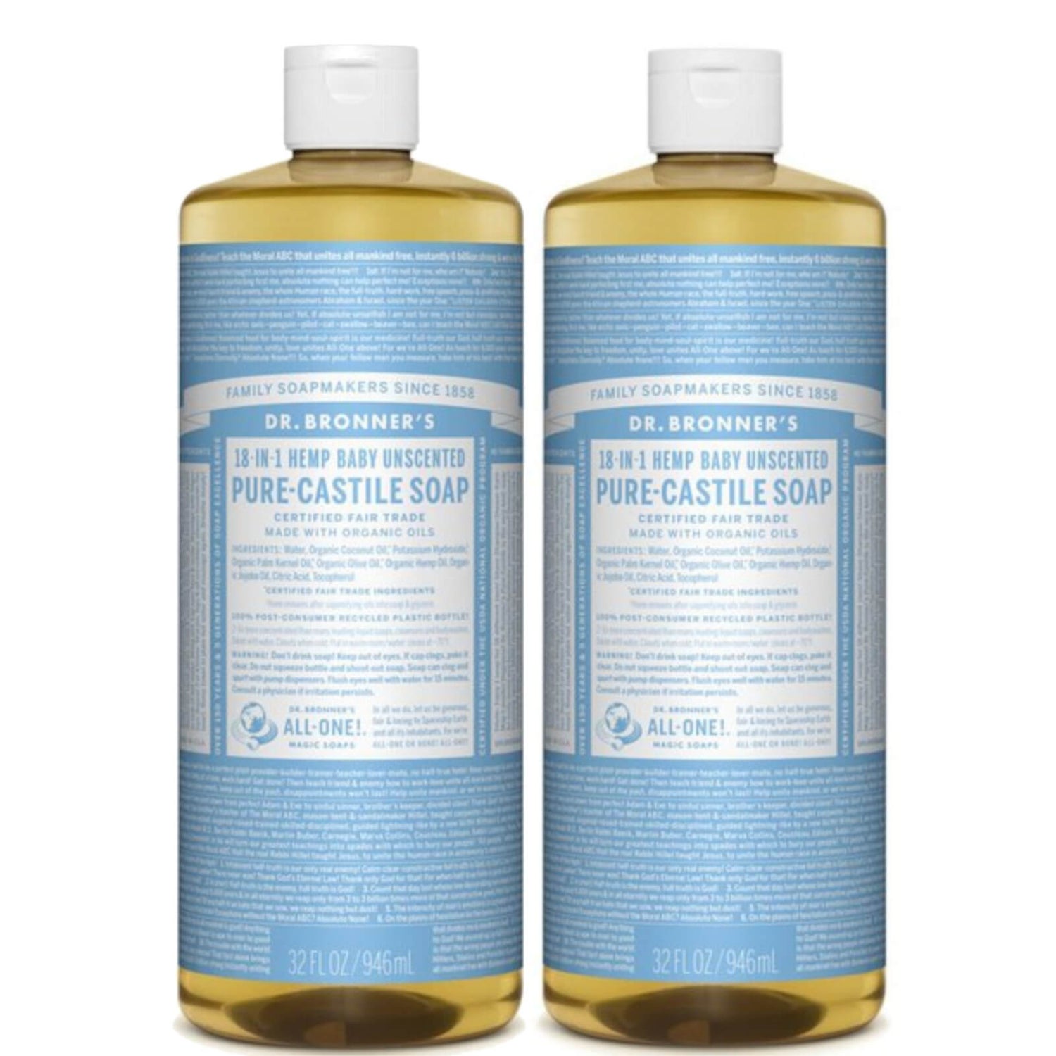 Dr. Bronner's Baby Mild PureCastile Liquid Soap Duo LOOKFANTASTIC