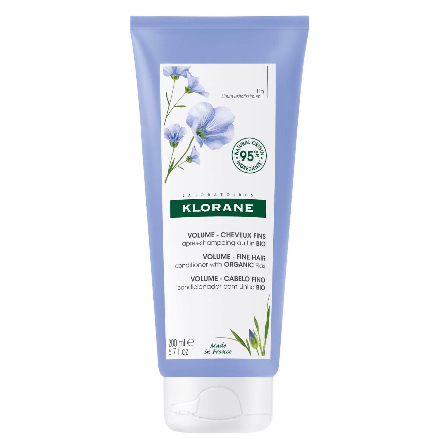 KLORANE Volumising Conditioner with Organic Flax Fibre for Fine, Limp
