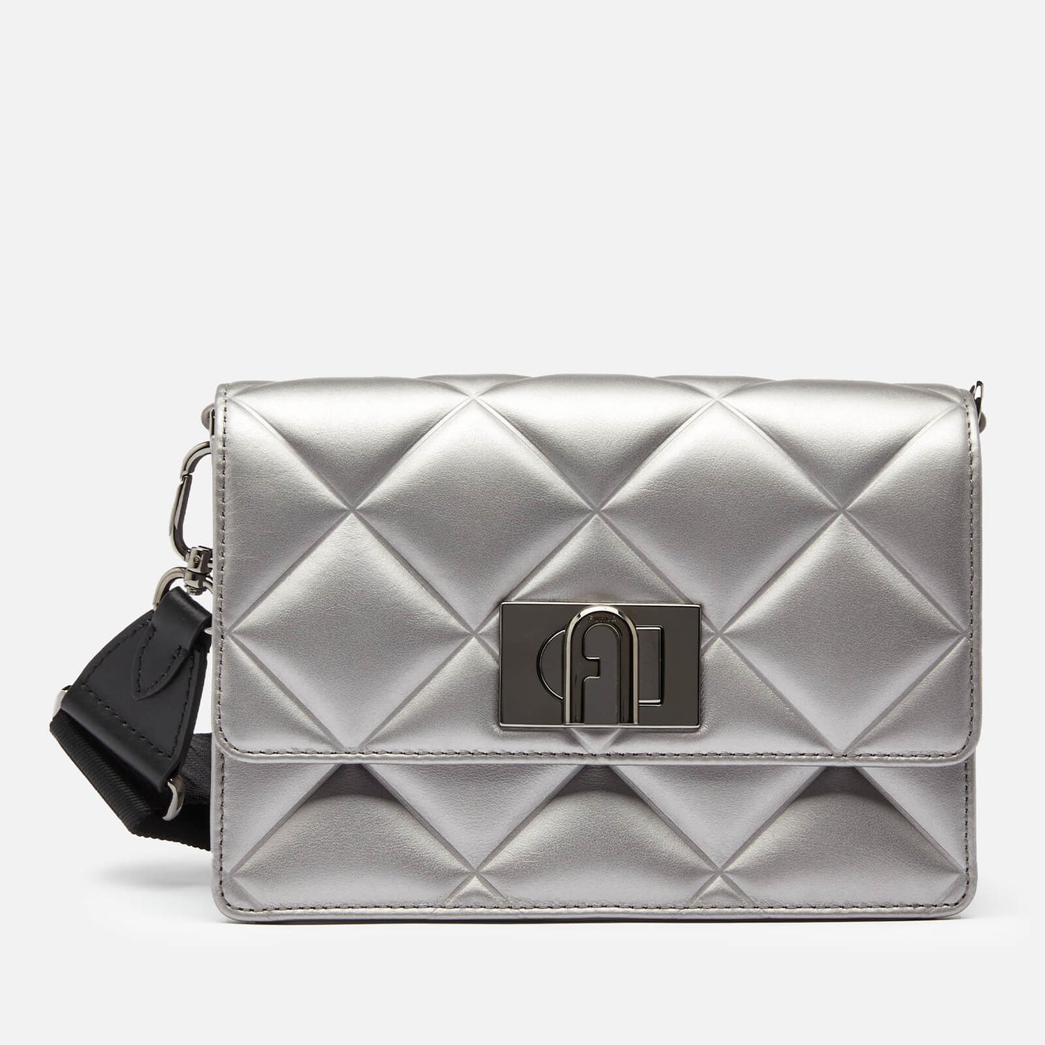 Furla Women's 1927 Quilted Soft Mini Cross Body Bag Silver