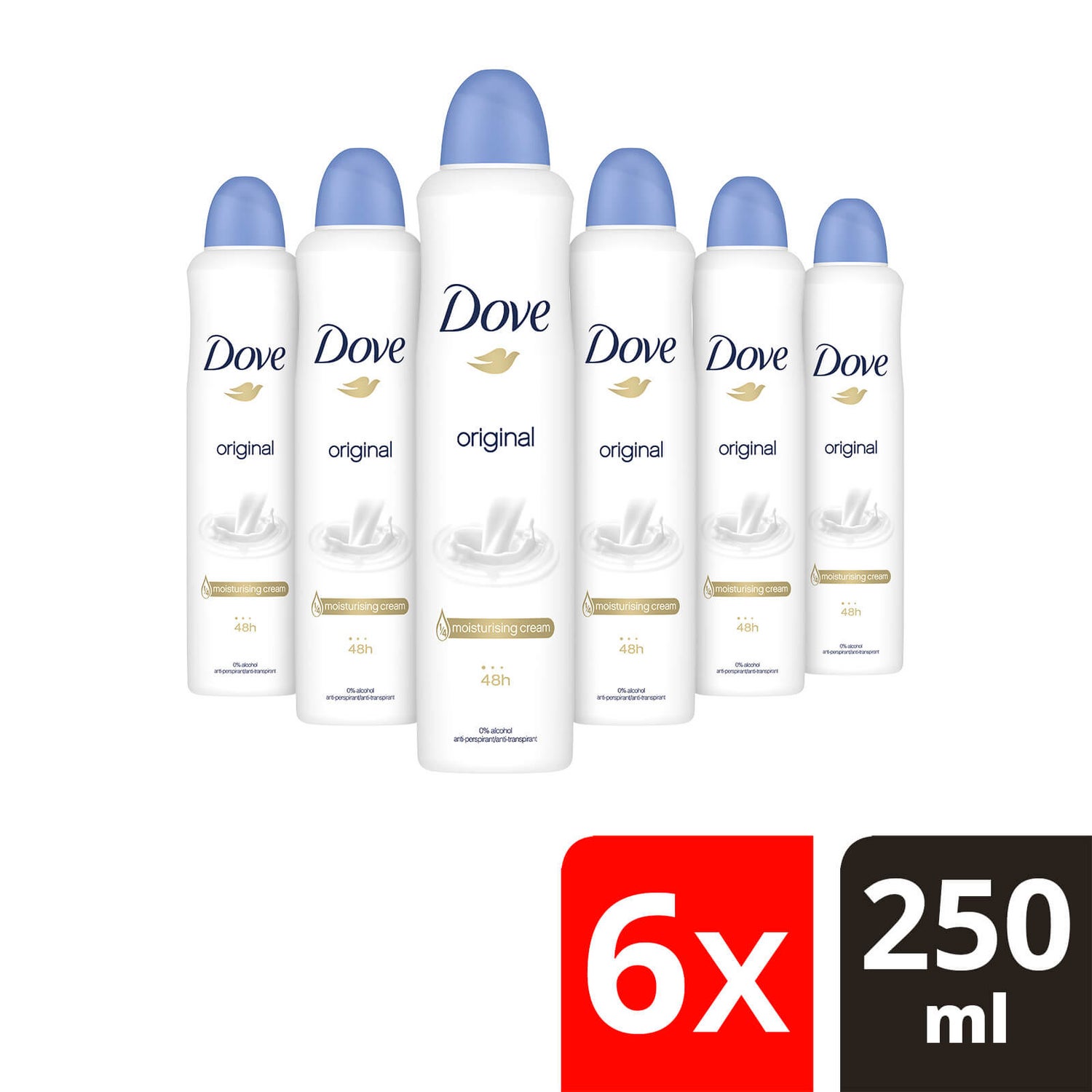 Dove Original Antiperspirant Deodorant Aerosol 250ml Pack of 6
