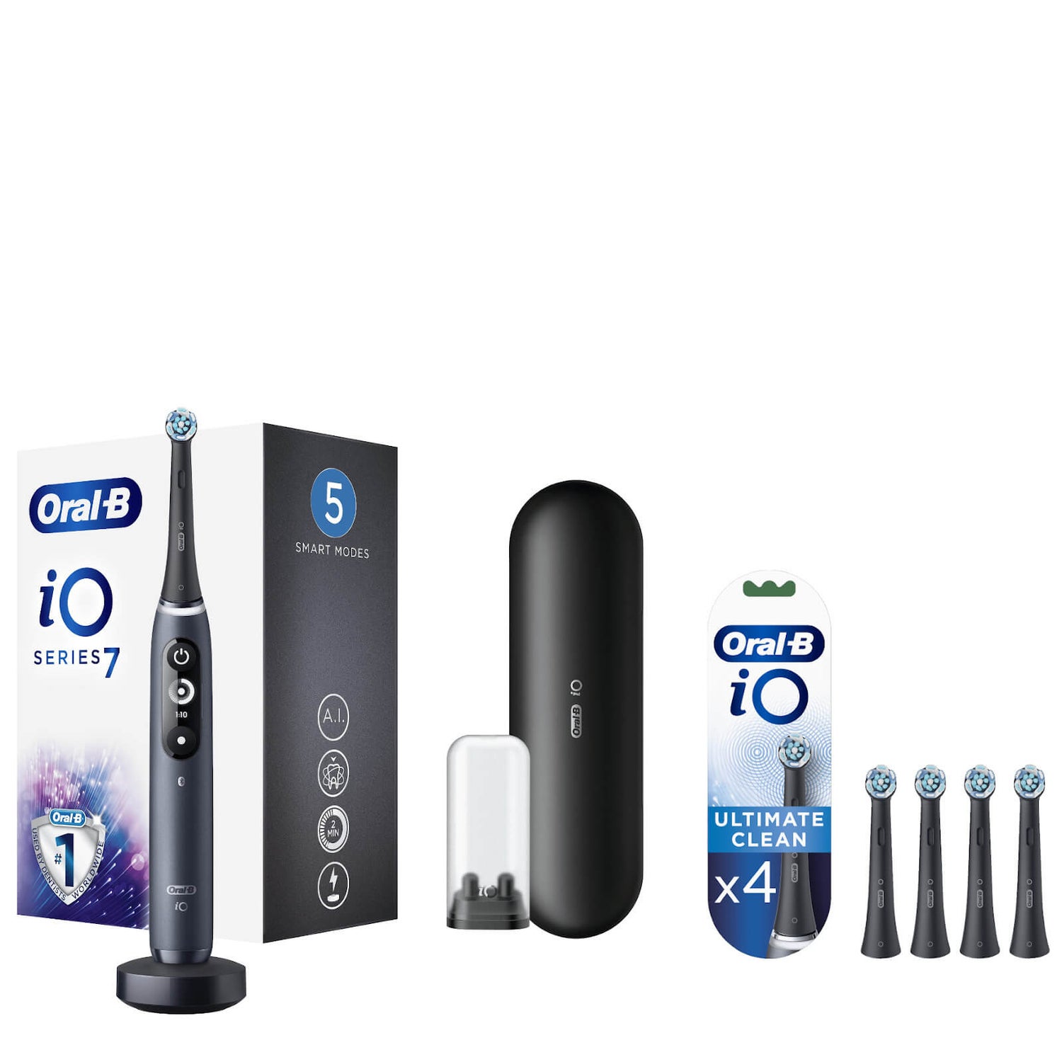 Oral B iO7 Black Electric Toothbrush with Travel Case & Toothbrush