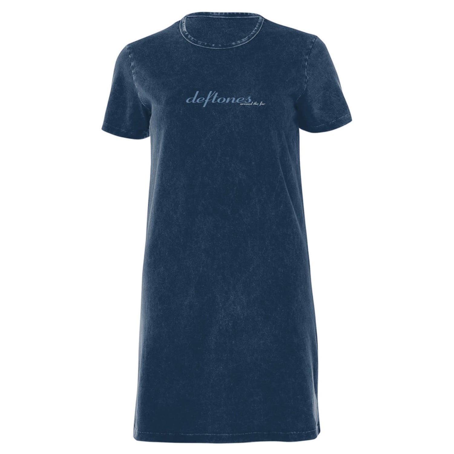 Deftones Around The Fur Women's TShirt Dress Navy Acid Wash Clothing
