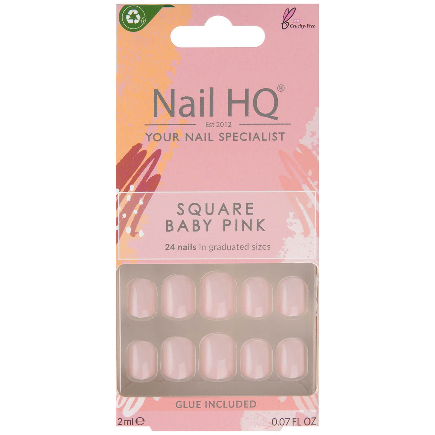 Nail HQ Square Baby Pink Nails (24 Pieces) | LOOKFANTASTIC