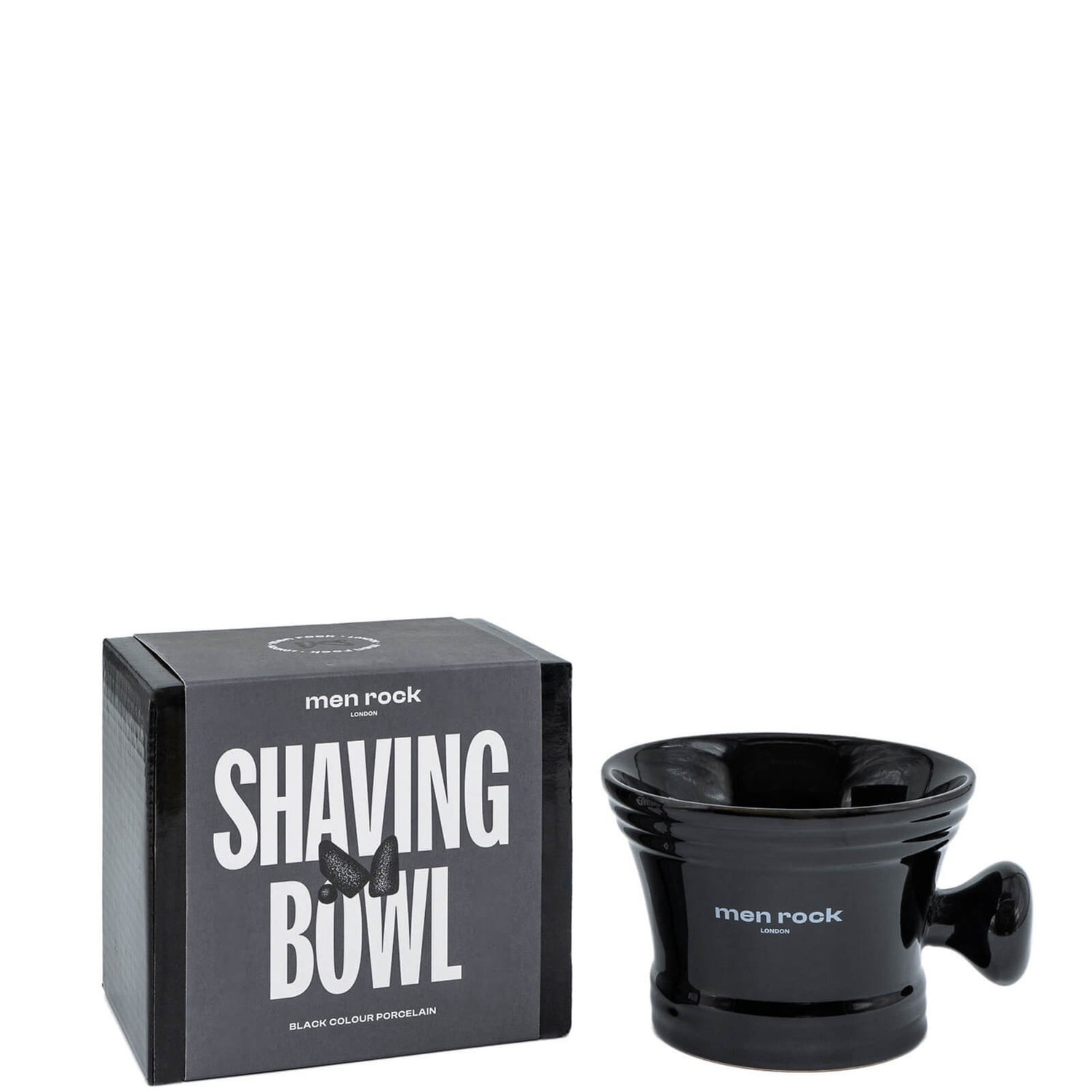 Men Rock Black Colour Porcelain Shaving Bowl LOOKFANTASTIC