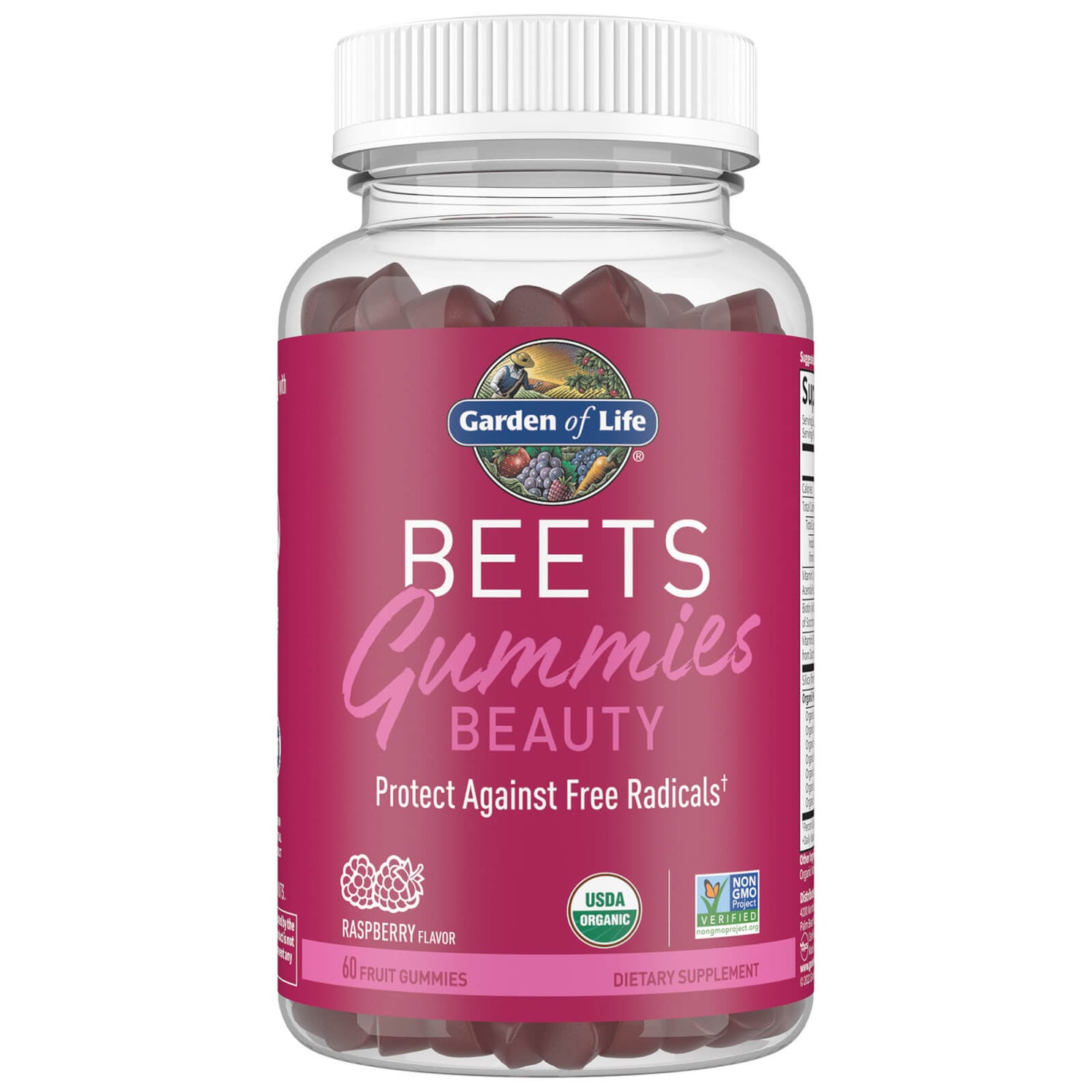 Organic Beets Beauty Gummies Raspberry 60 Gummies Garden of Life UK