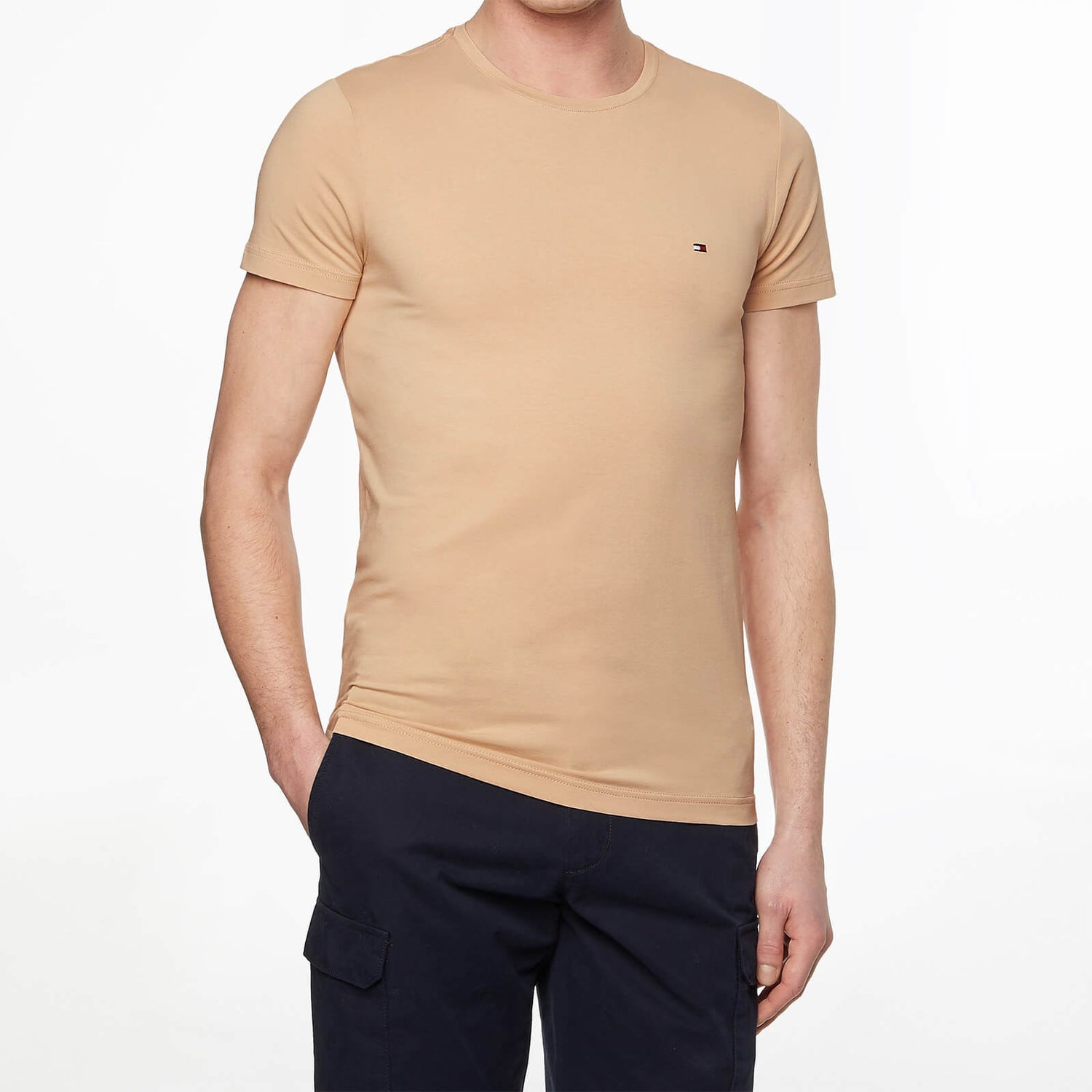 Tommy Hilfiger Men's Stretch Slim Fit TShirt Beige
