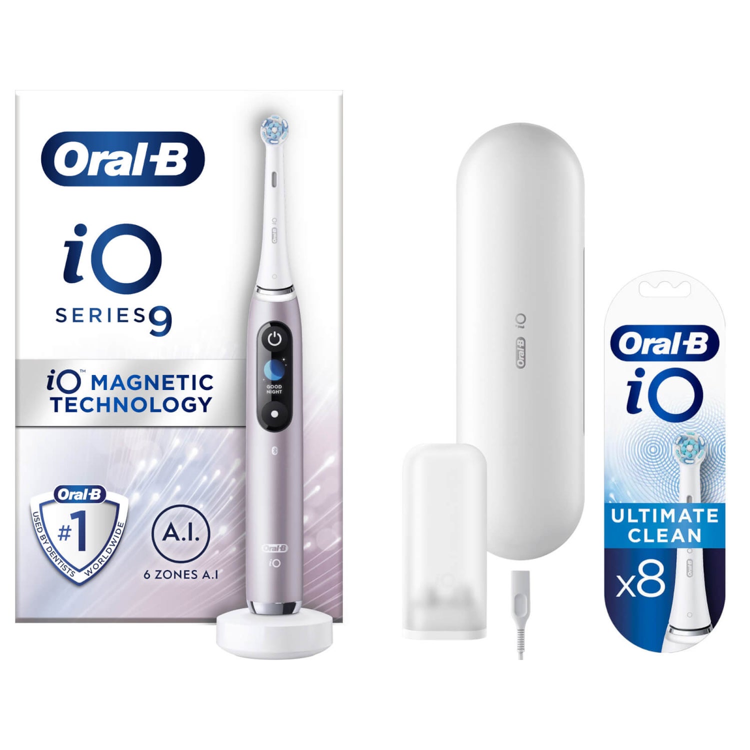 Oral B iO9 Rose Quartz Electric Toothbrush with Charging Travel Case OralB UK