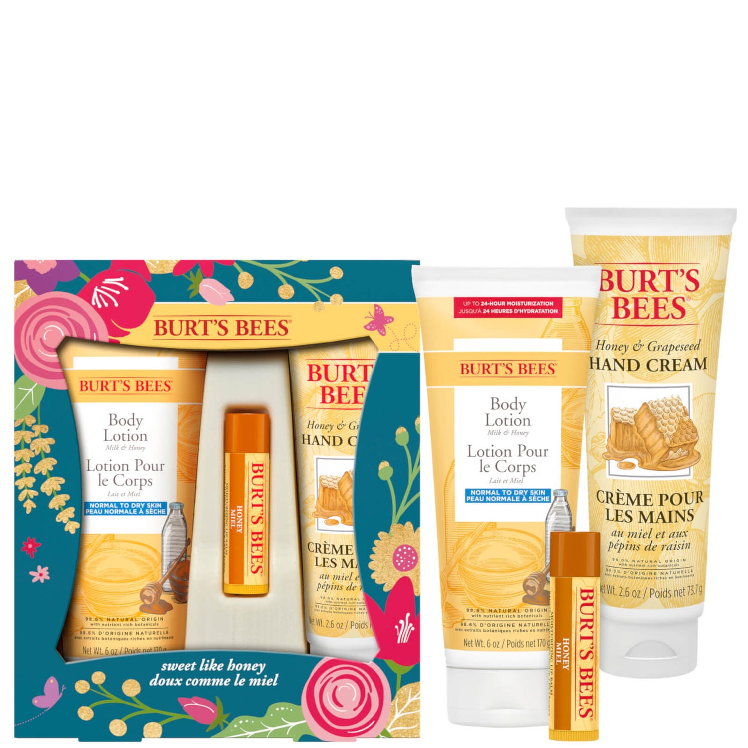 Burt's Bees Sweet Like Honey, Hand, Lip & Body Gift Set LOOKFANTASTIC