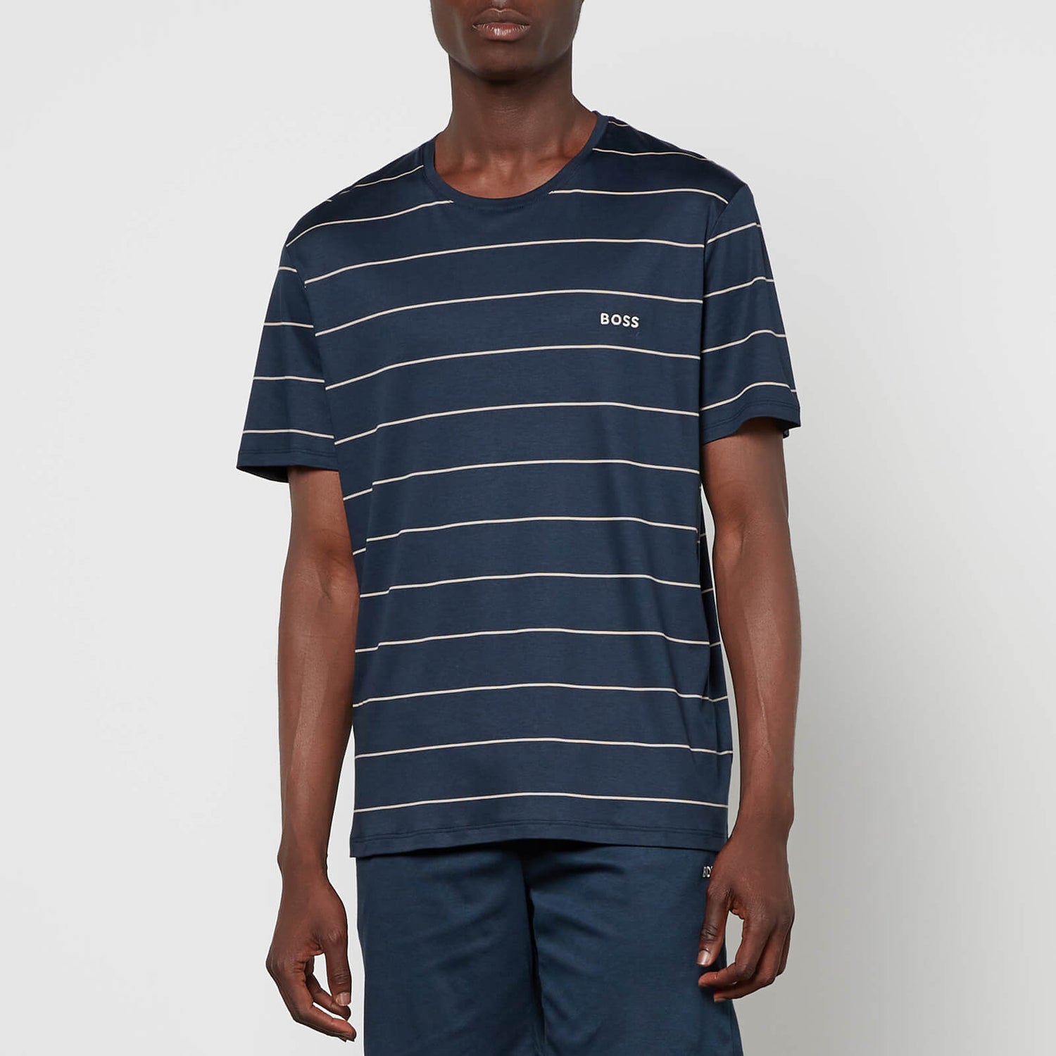 BOSS Ultralight Striped Cotton and Modal-Blend T-Shirt | TheHut.com