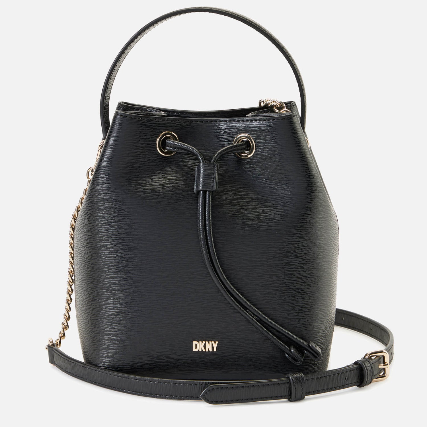 DKNY Women's Bryant Drawstring Bucket Bag Black/Gold TheHut.de