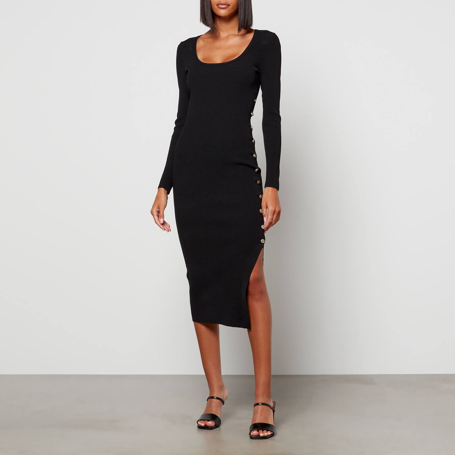 MICHAEL Michael Kors Women's Button Slit Midi Dress - Black | TheHut.com