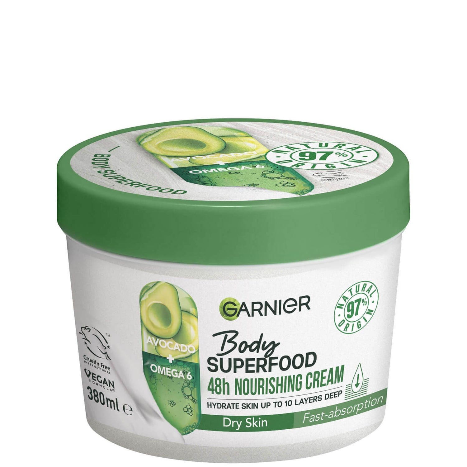 Garnier Body Superfood, Nourishing Body Cream, Avocado and Omega 6, 380ml lookfantastic HK