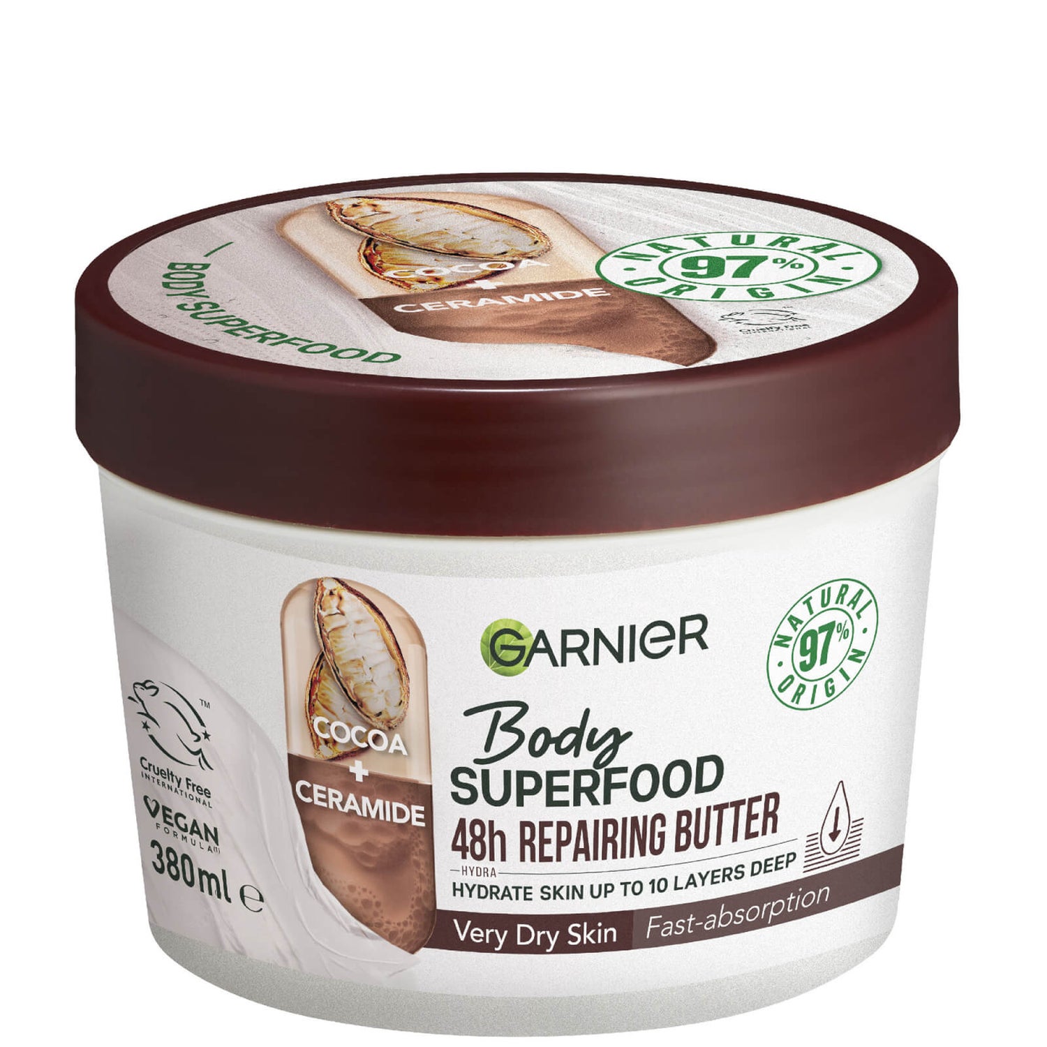 Garnier Body Superfood Cocoa & Ceramide Repairing Body Butter, 380ml