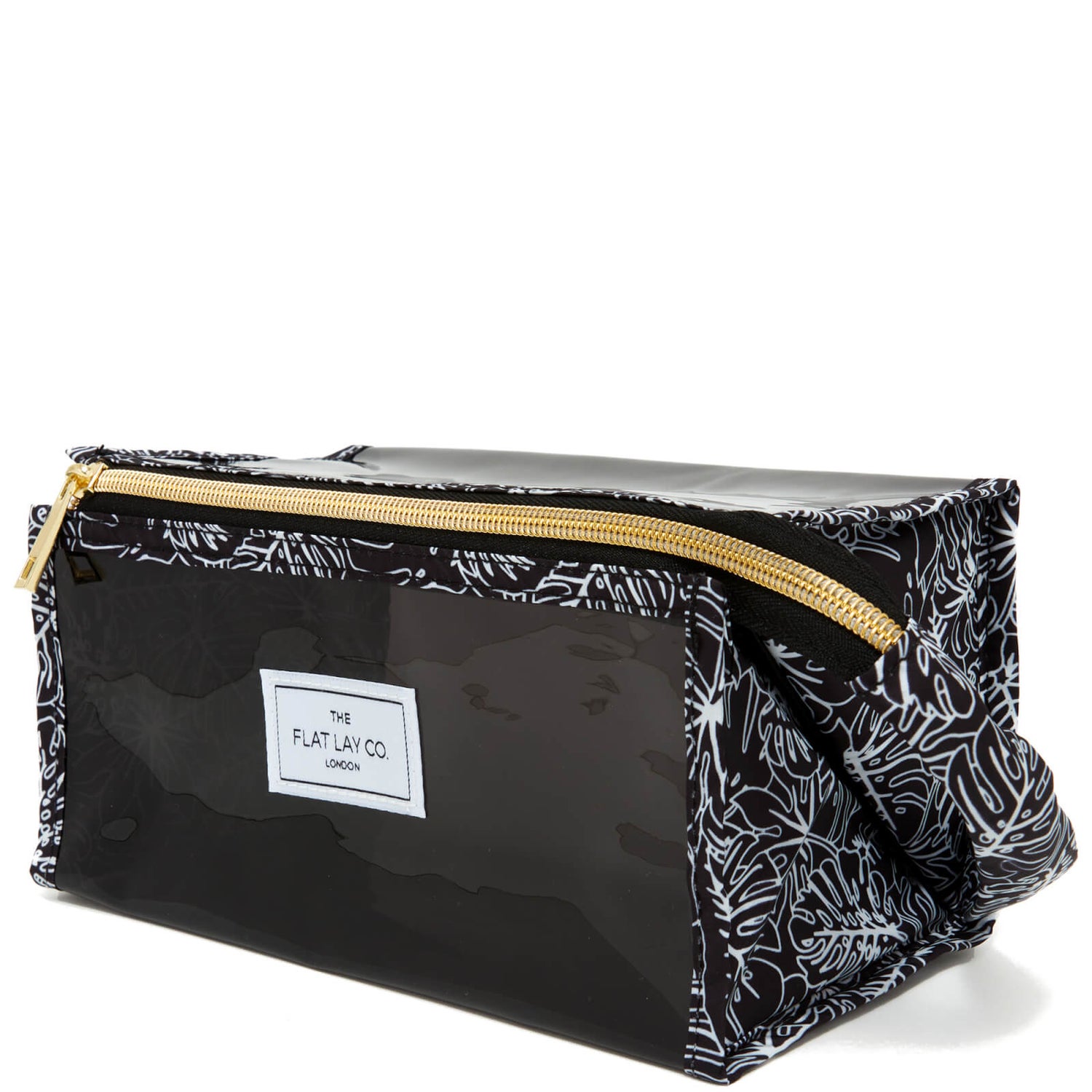 The Flat Lay Co. Open Flat Makeup Jelly Box Bag Black Tropical